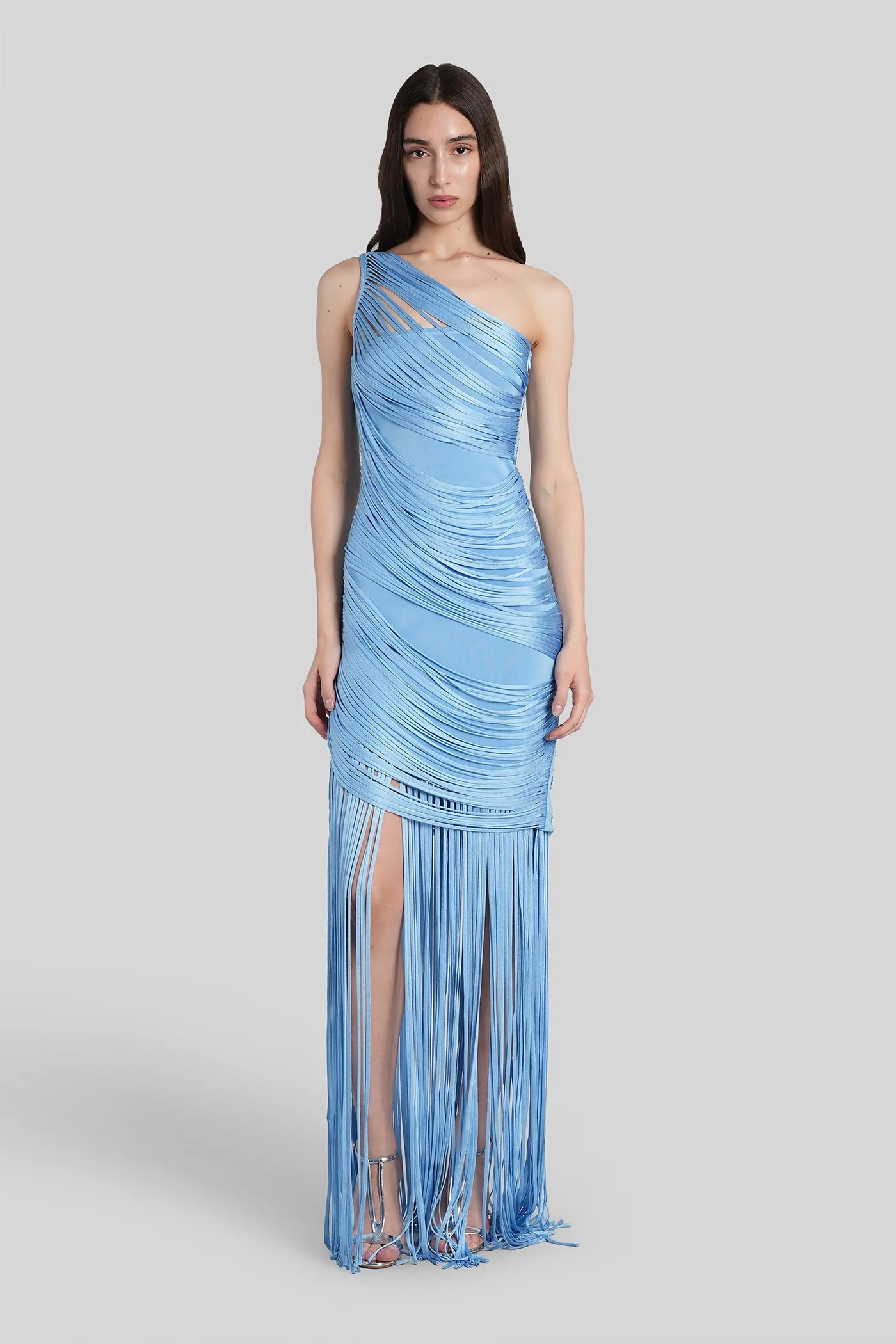 Long dress in blue Rayon