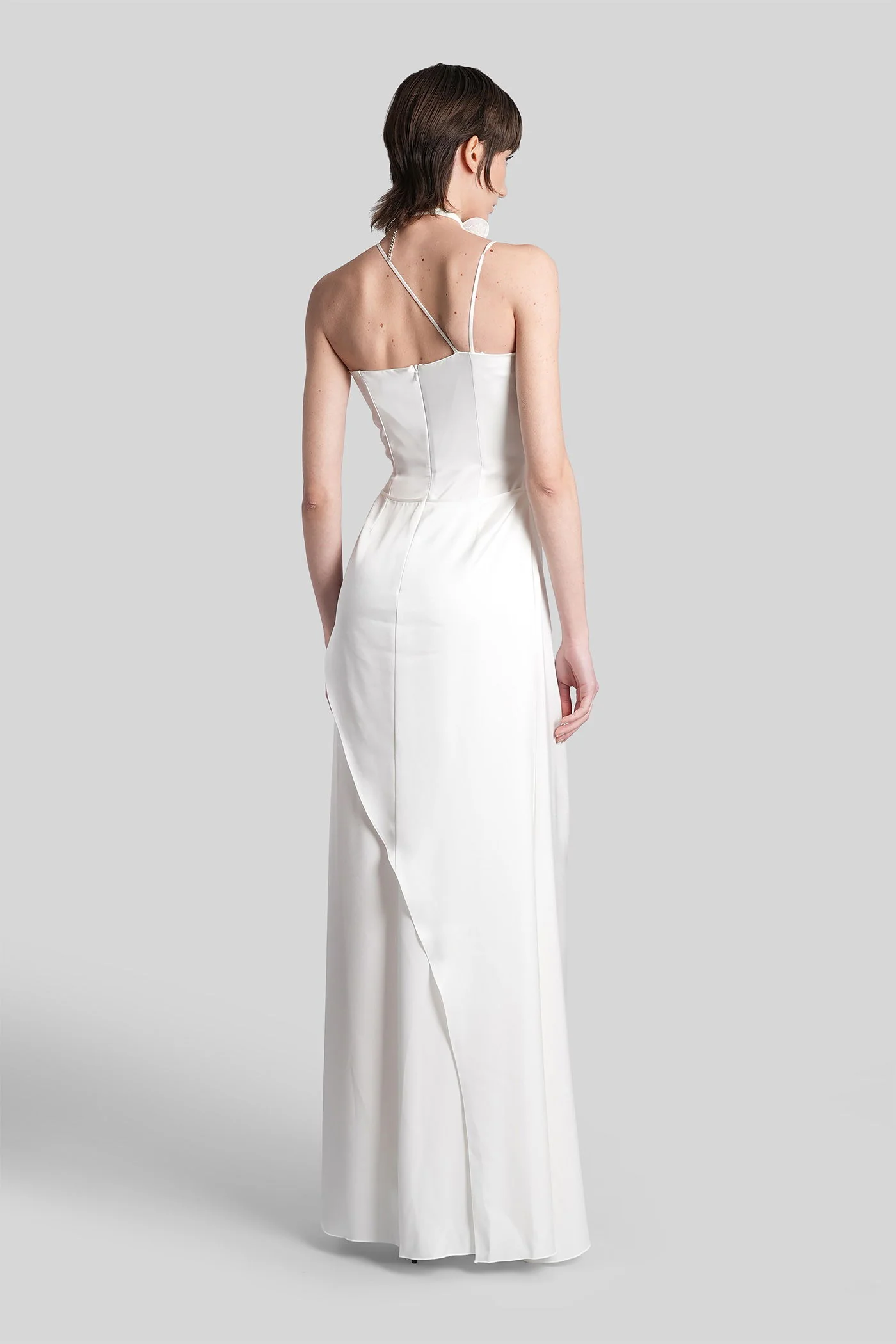 Long dress in white Triacetate - Image 3