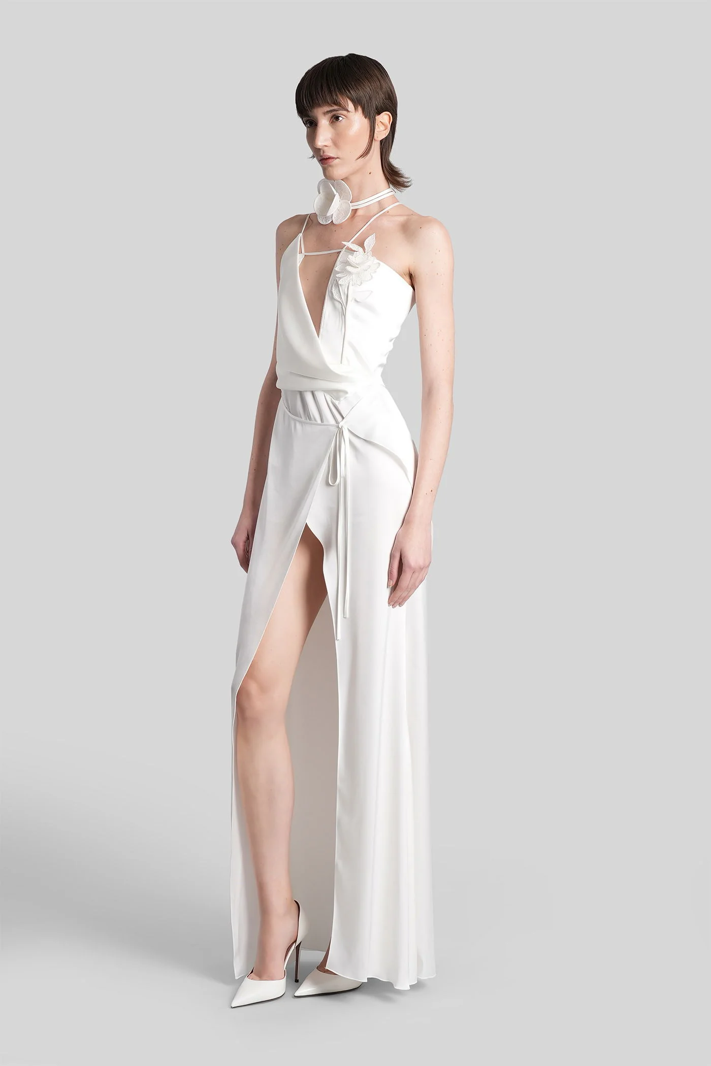 Long dress in white Triacetate - Image 4