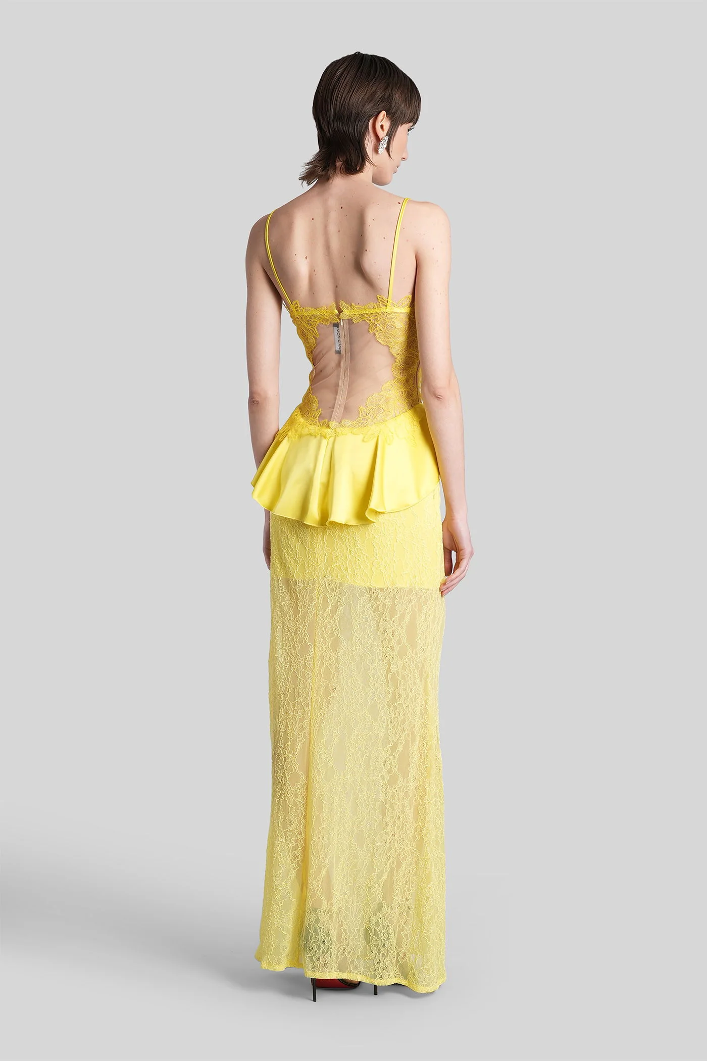 Long dress in yellow nylon - Image 3