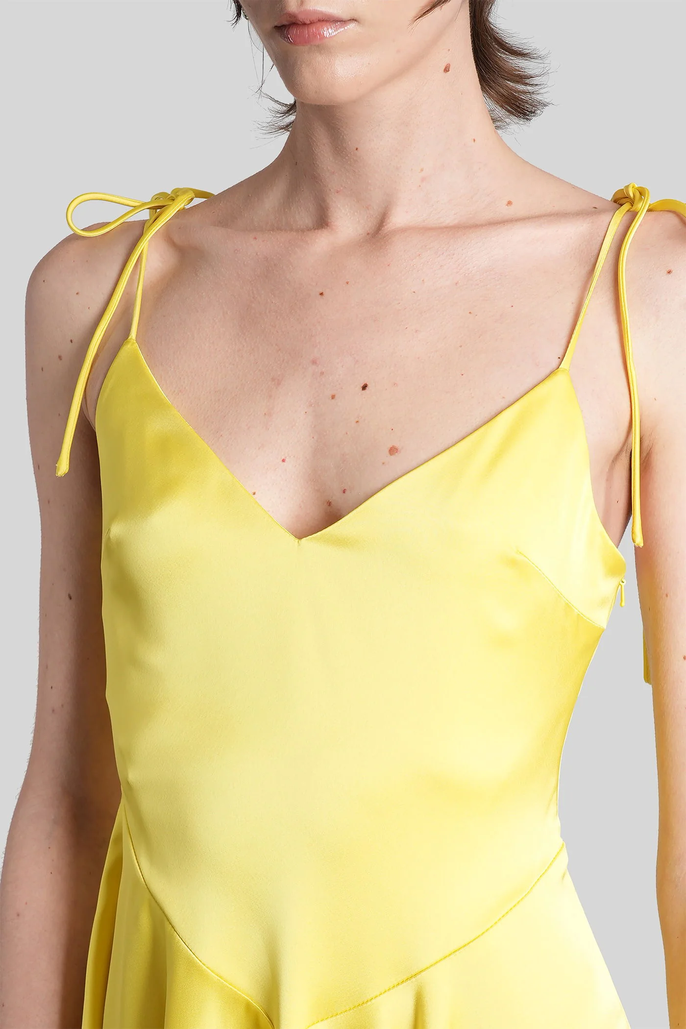 Long dress in yellow Triacetate - Image 5
