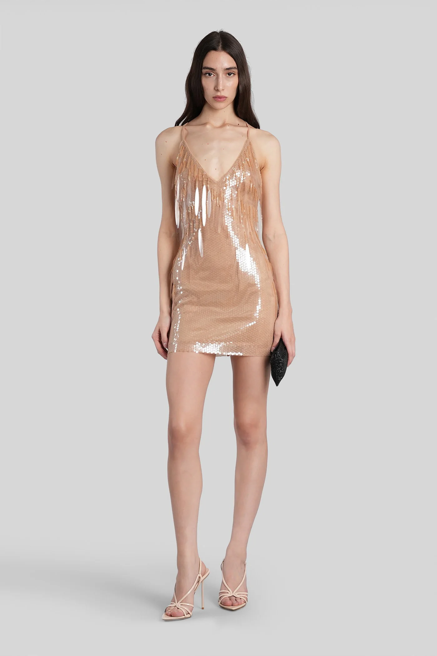 Mini dress in beige polyester - Image 2
