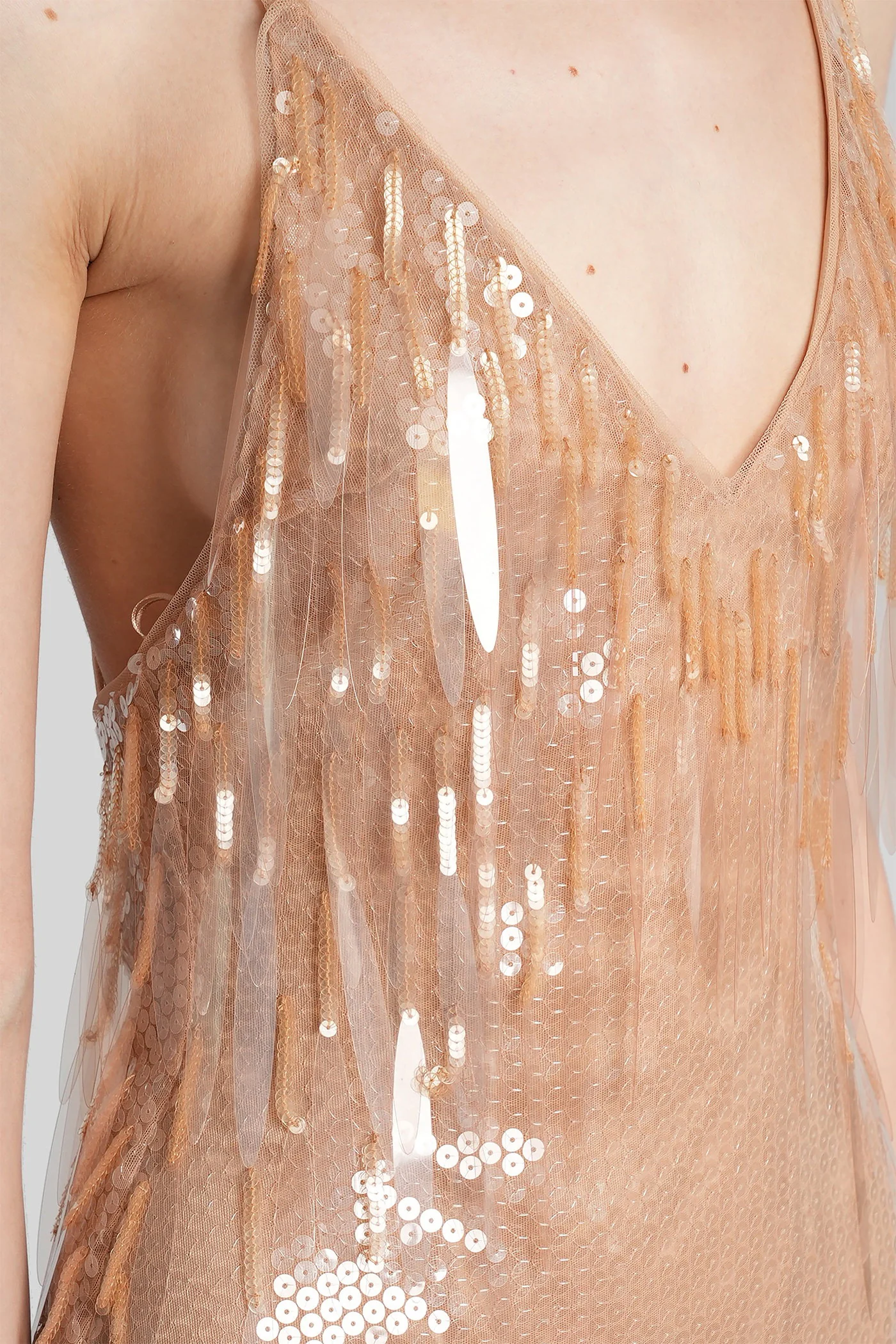 Mini dress in beige polyester - Image 5