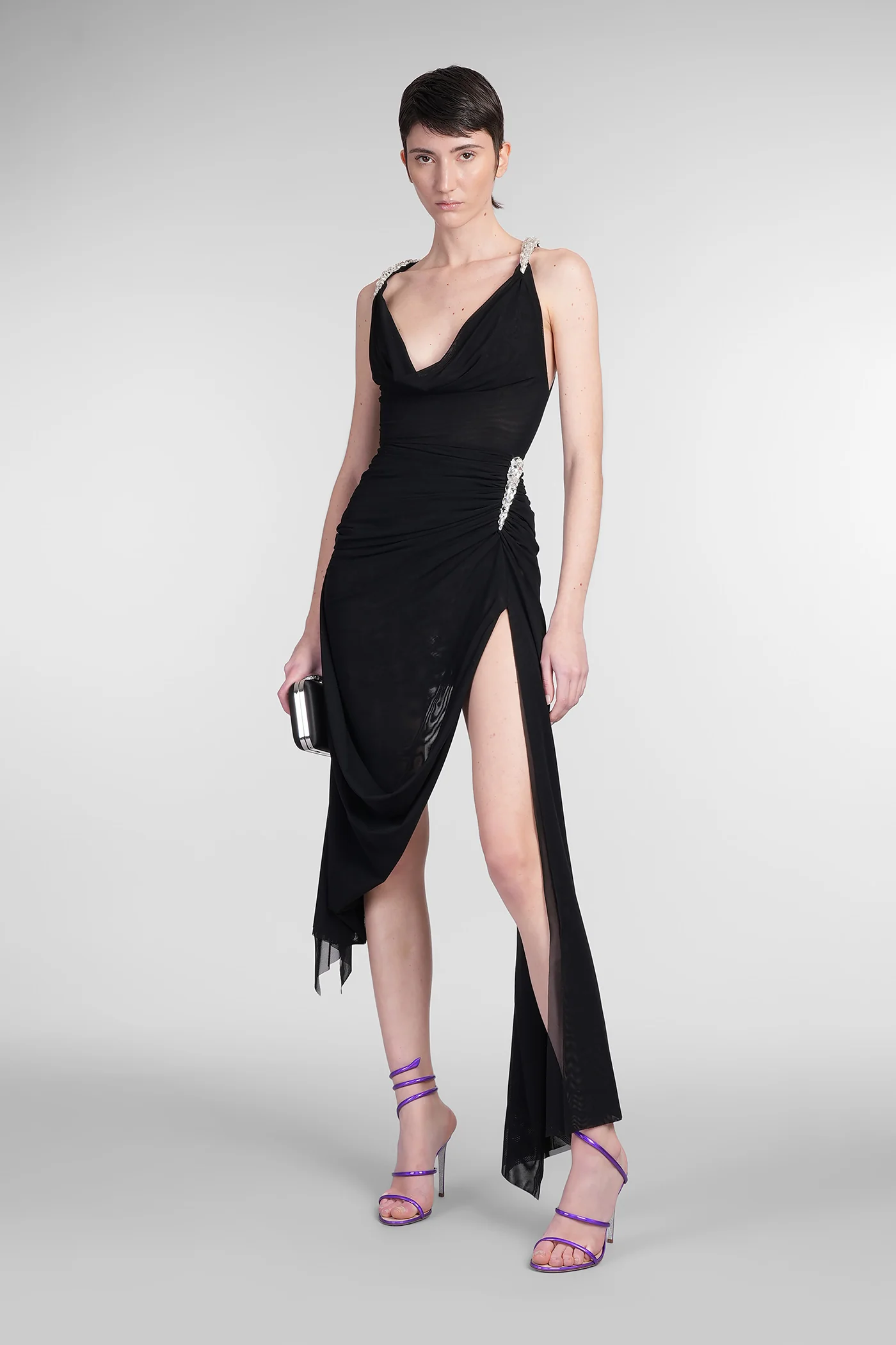 Mini dress in black polyamide - Image 2