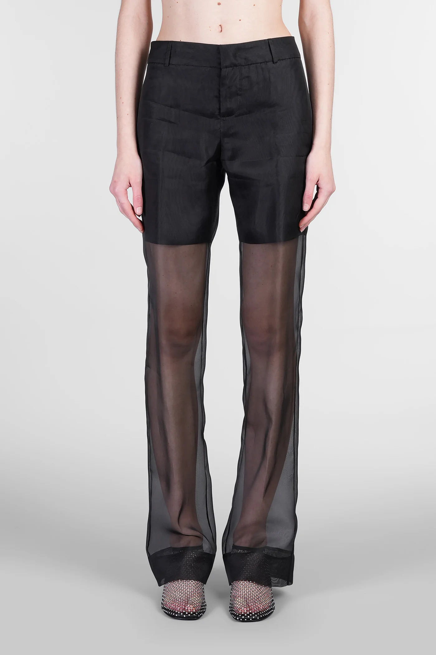 Pants in black silk