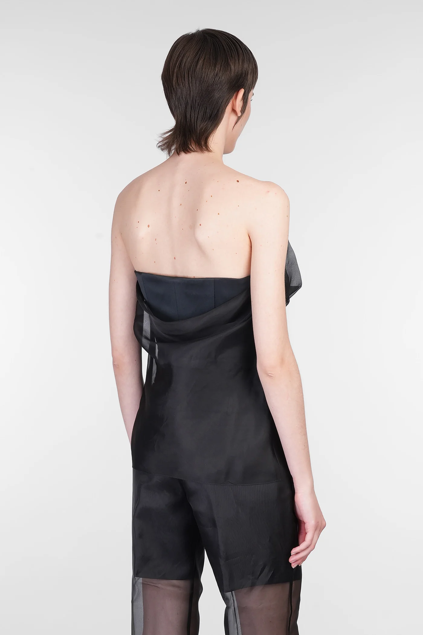 Topwear in black silk - Image 3