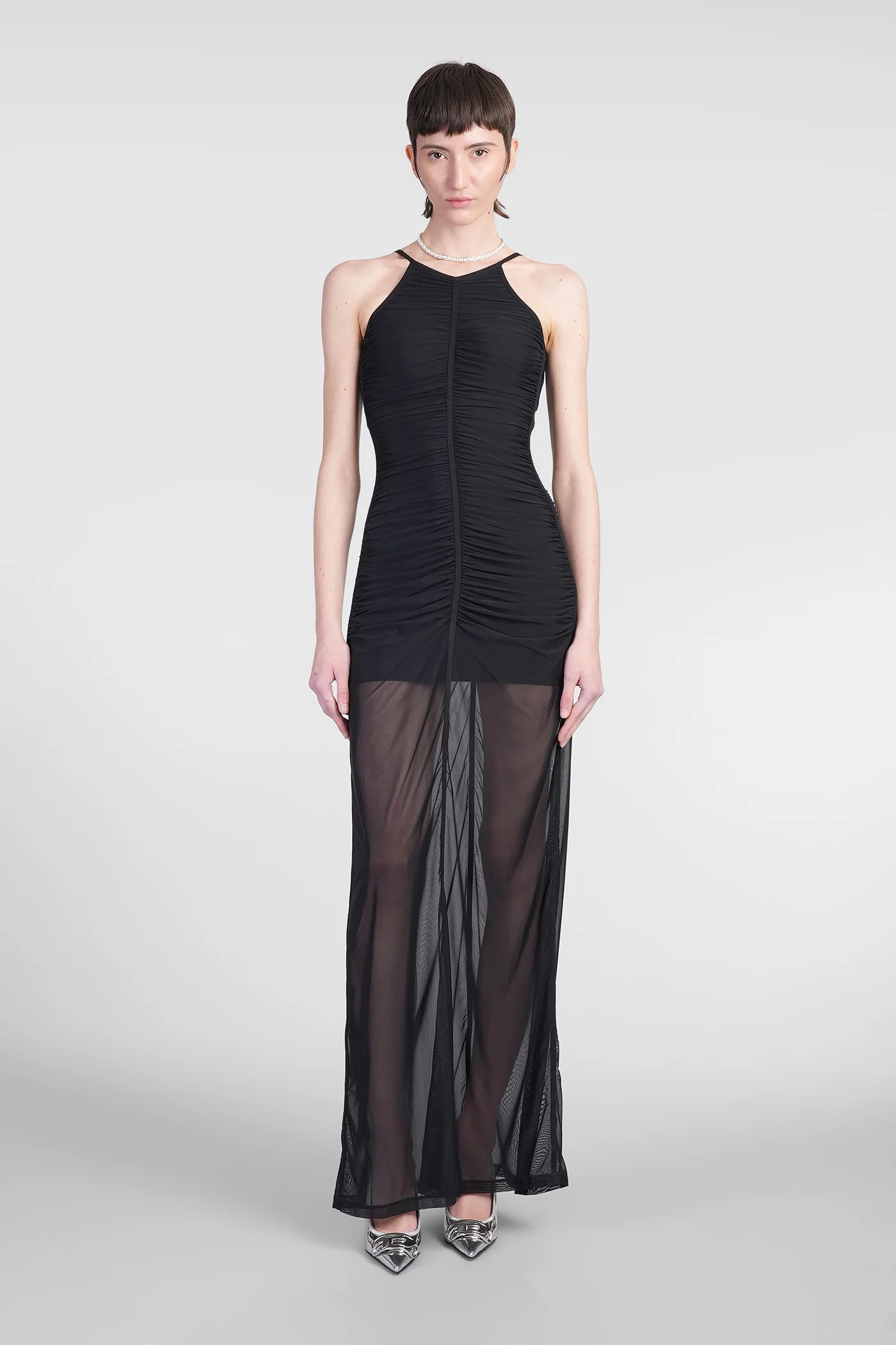 D amami Long dress in black polyamide