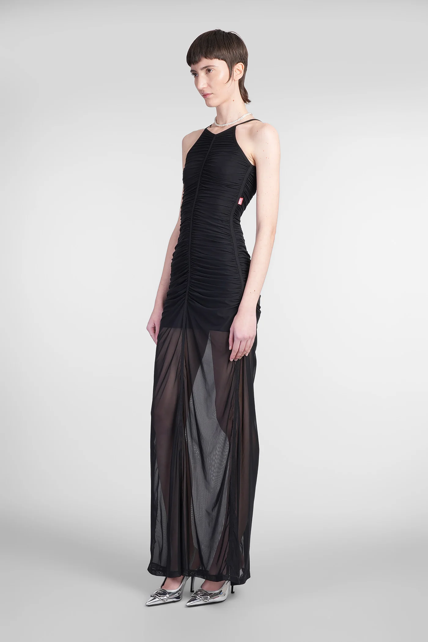 D amami Long dress in black polyamide - Image 4