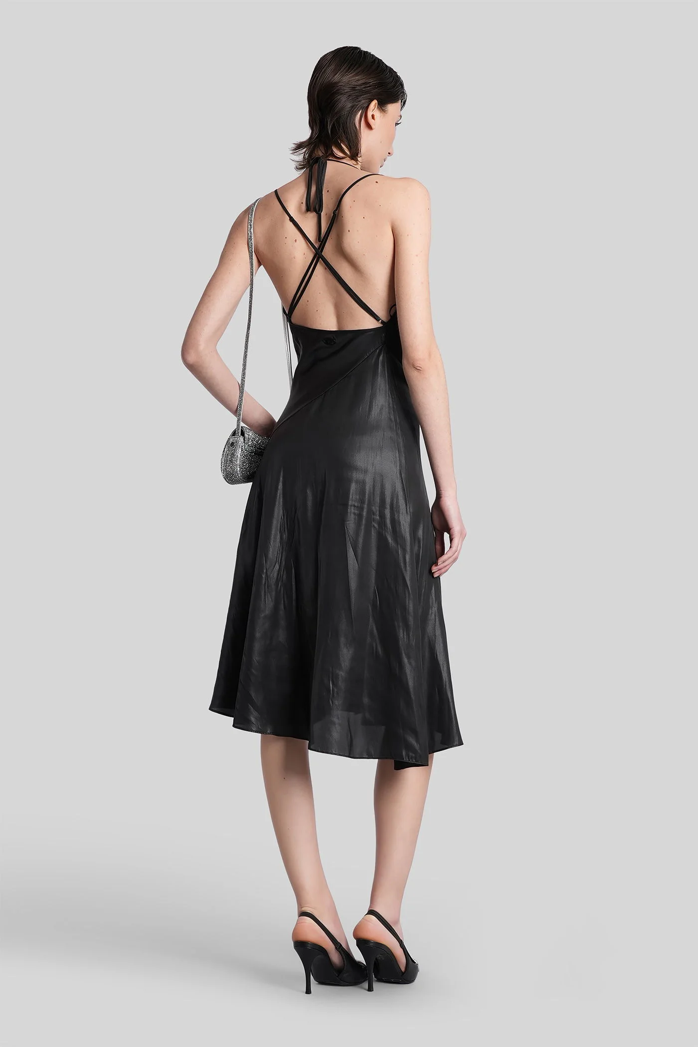 D-ebra-s1 Long dress in black polyester - Image 3