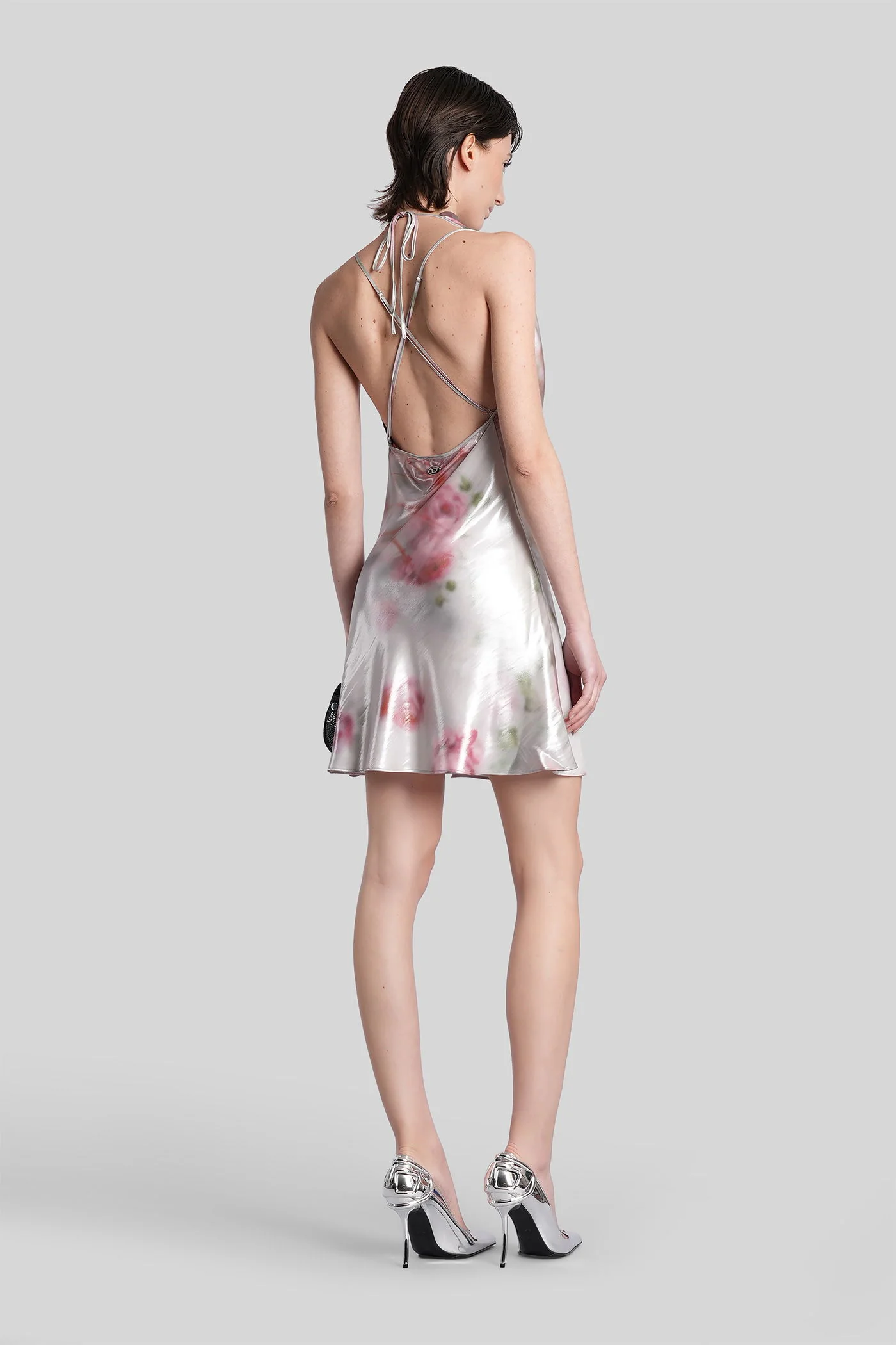 D-ebra-short Long dress in silver polyester - Image 3