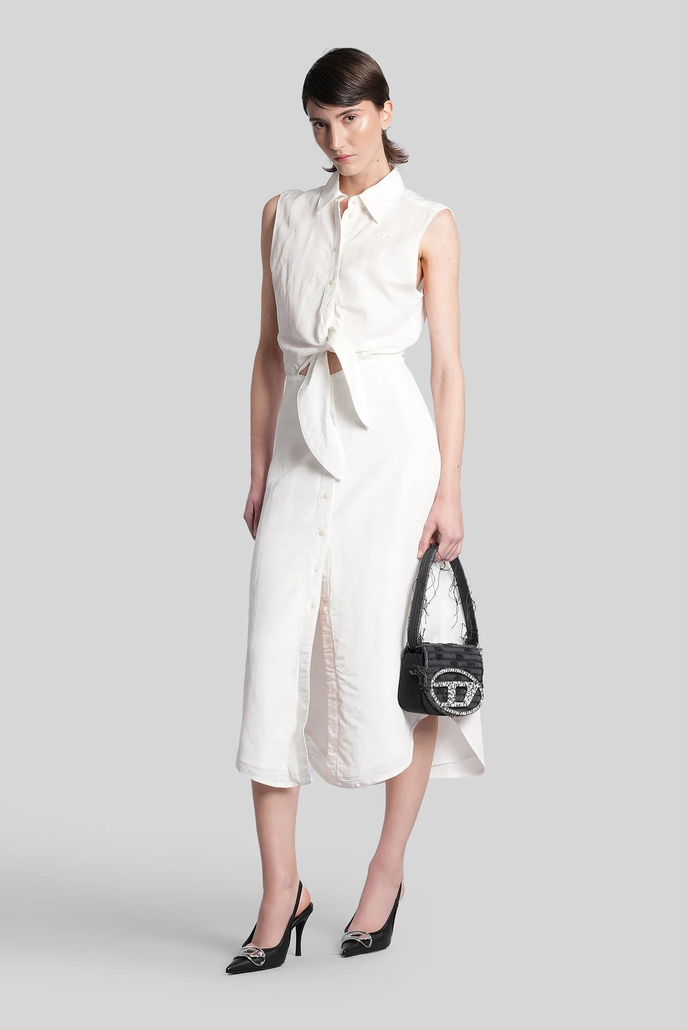 D-elta-sl Long dress in white Modal - Image 2
