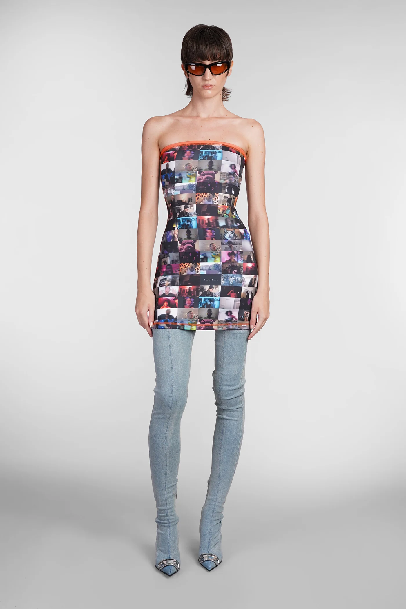 D platin Dress woman in multicolor polyester