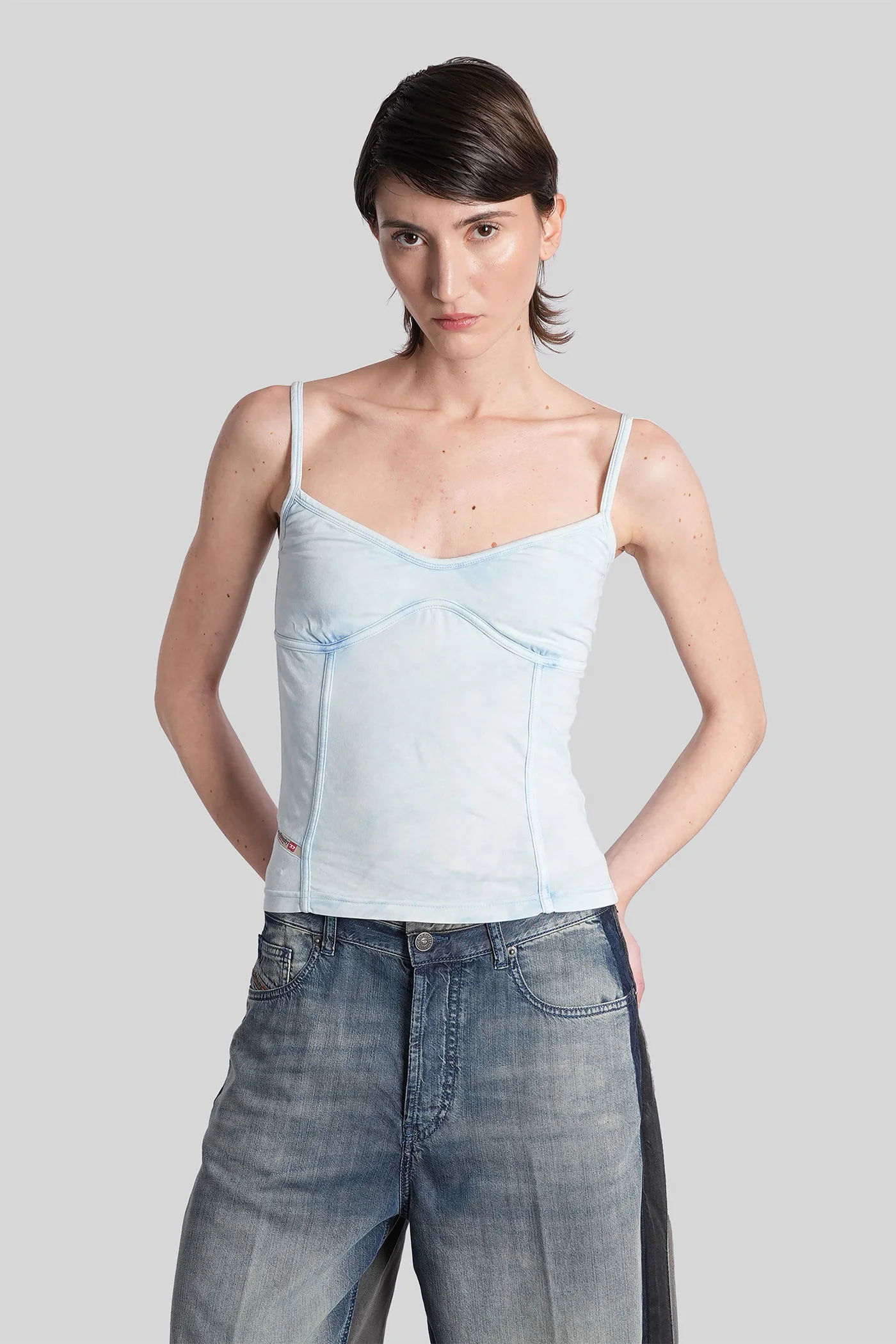 T-ony Topwear in cyan cotton