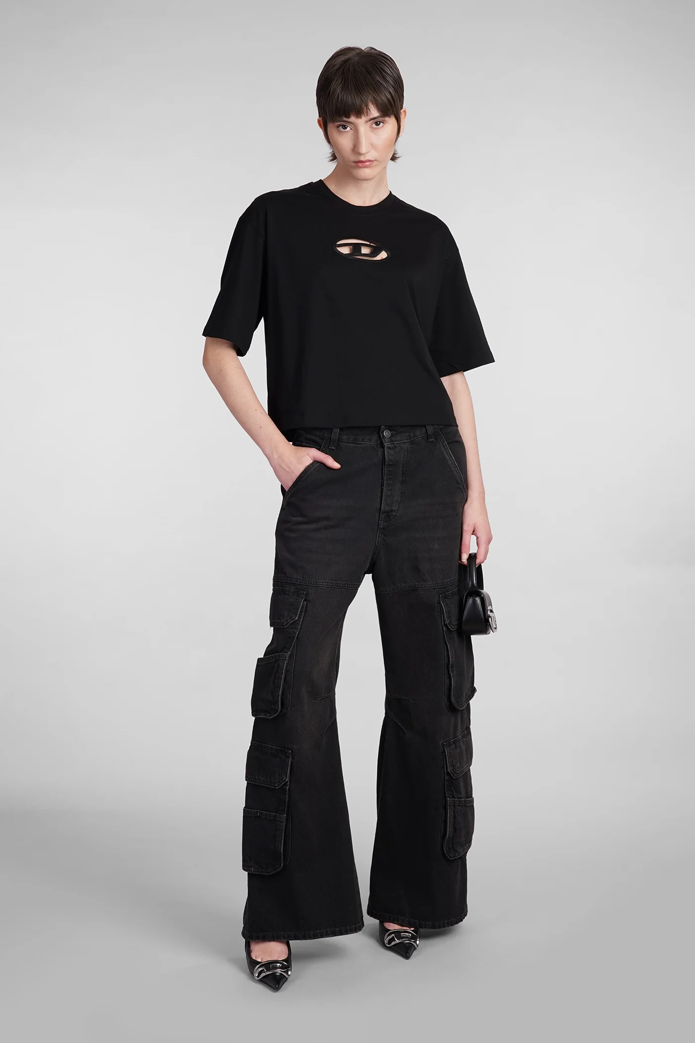 T-Shirt in black cotton - Image 2