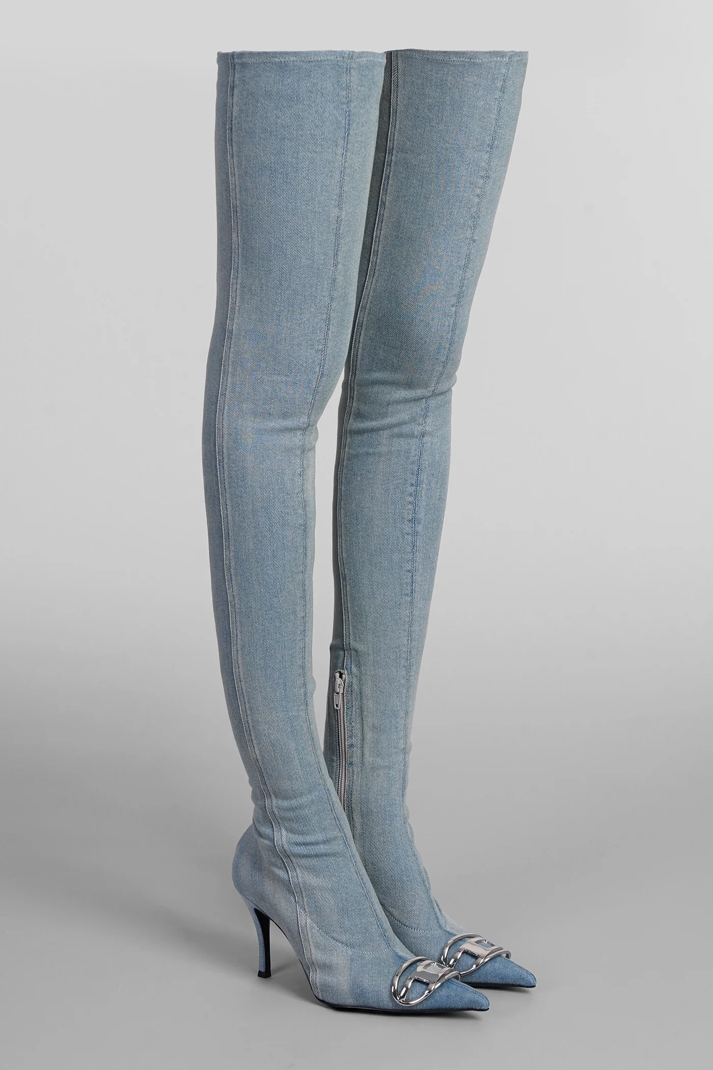 Venus d High heels boots in cyan denim - Image 2