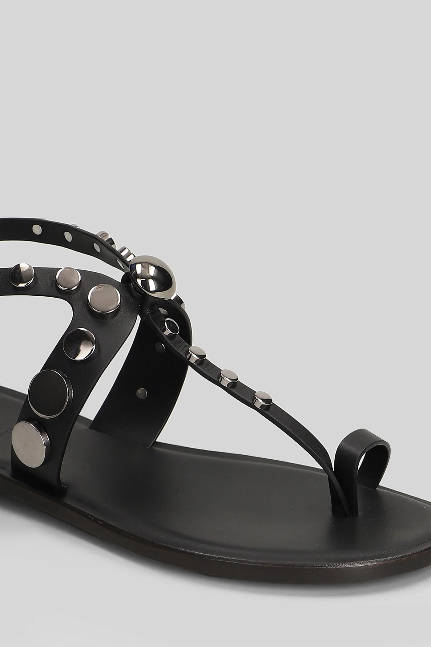 Flat sandal-slipper in black leather - Image 5