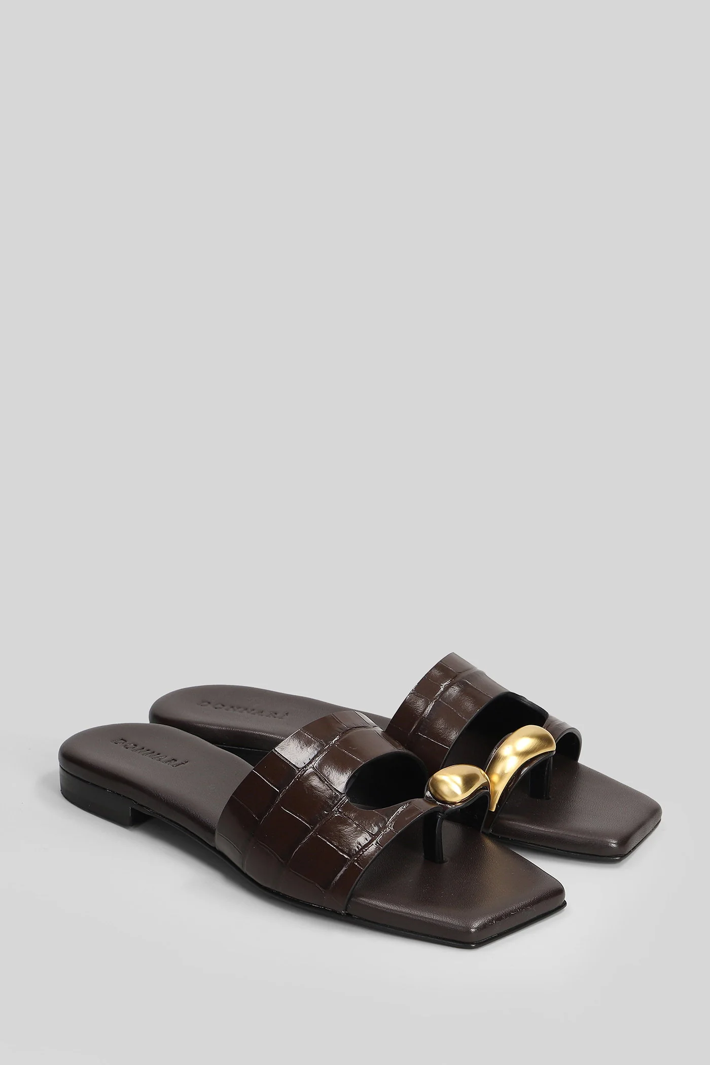 Flat sandal-slipper in brown leather - Image 2