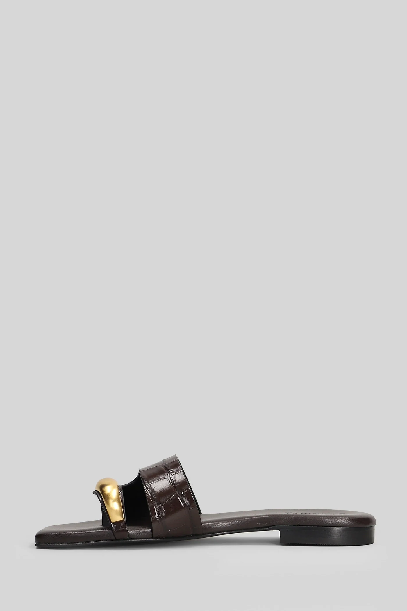 Flat sandal-slipper in brown leather - Image 3