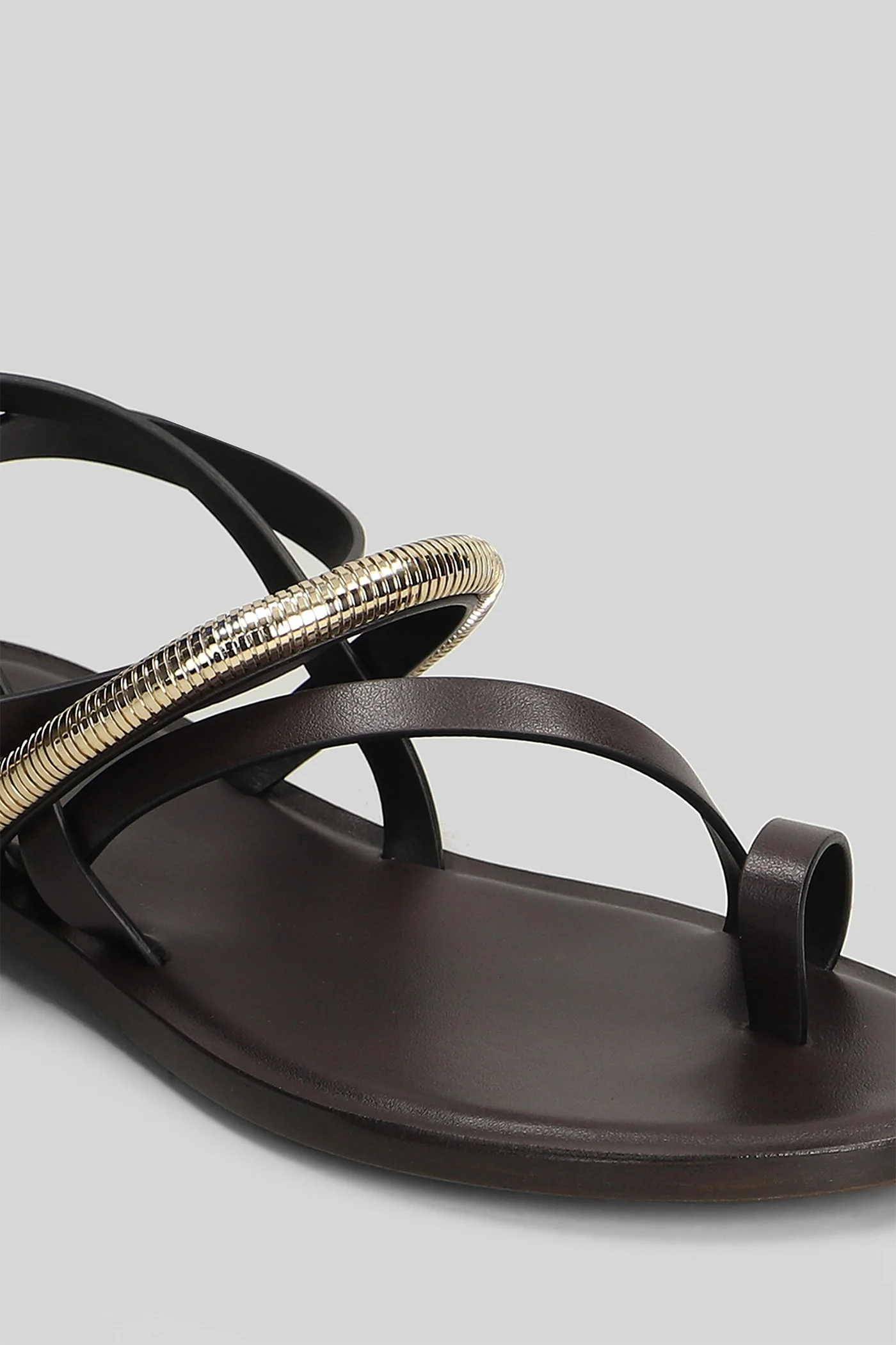 Flat sandal-slipper in brown leather - Image 5