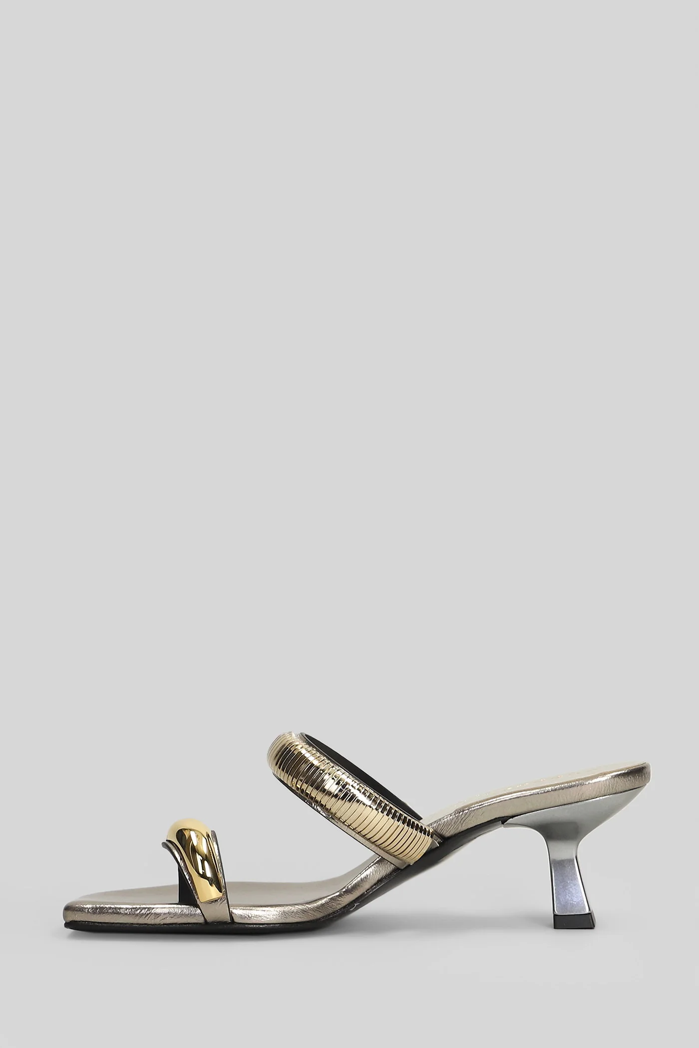 Flat sandal-slipper in Gunmetal leather - Image 3