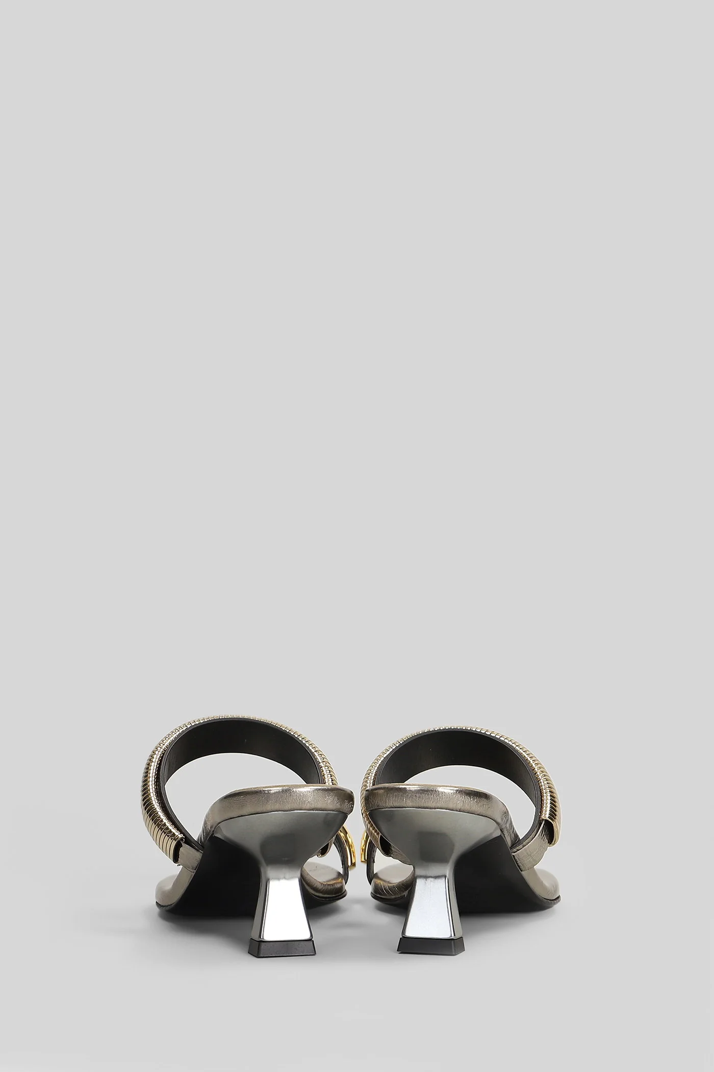 Flat sandal-slipper in Gunmetal leather - Image 4