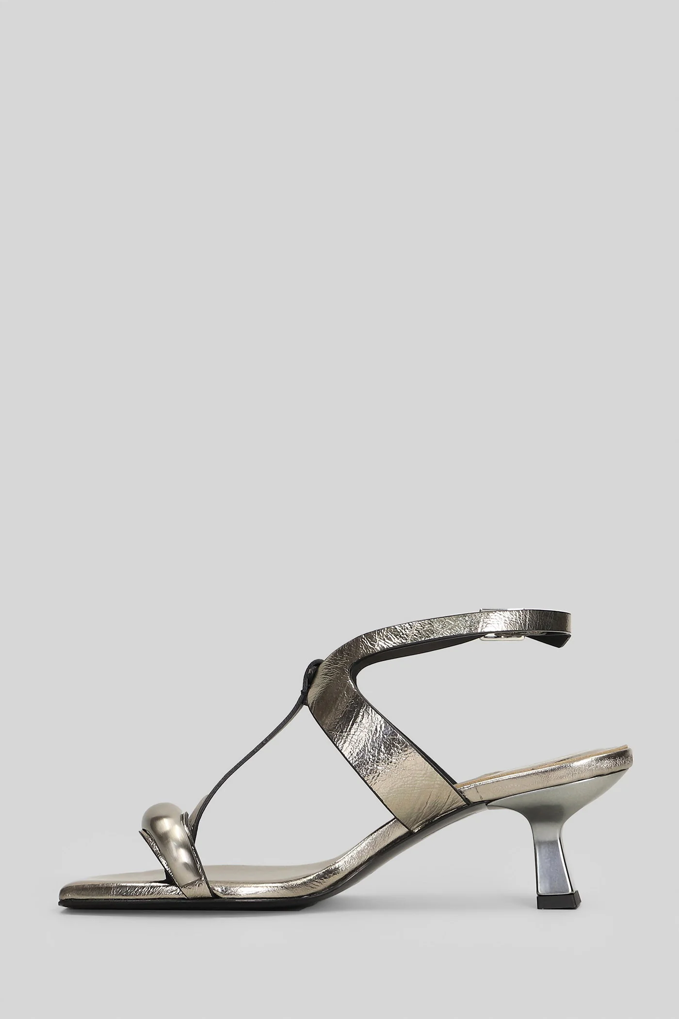 Sandals in Gunmetal leather - Image 3