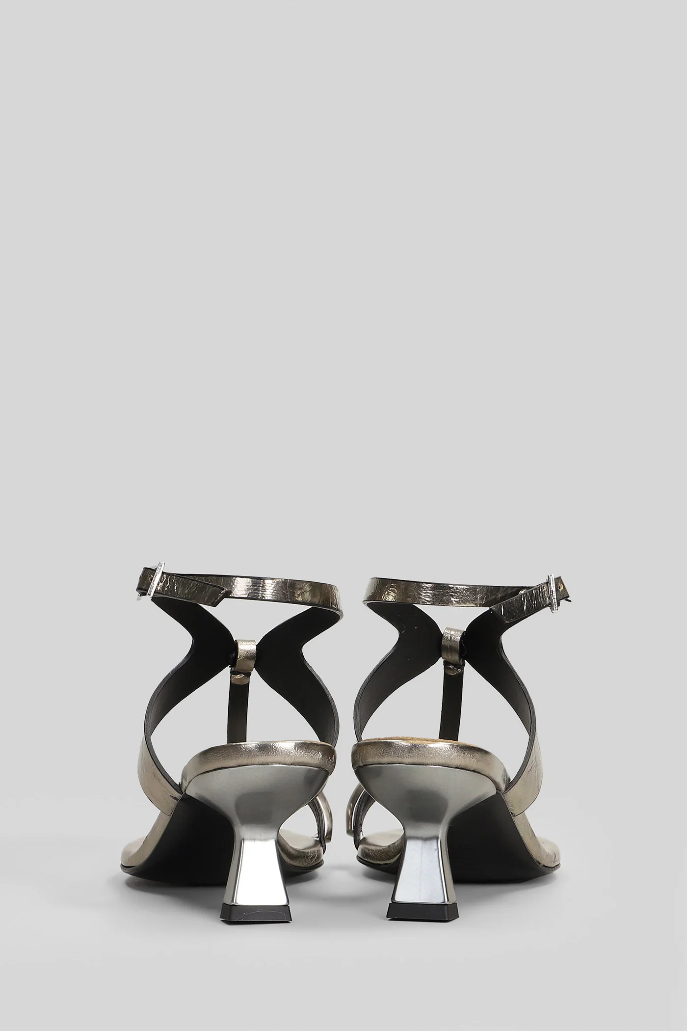 Sandals in Gunmetal leather - Image 4