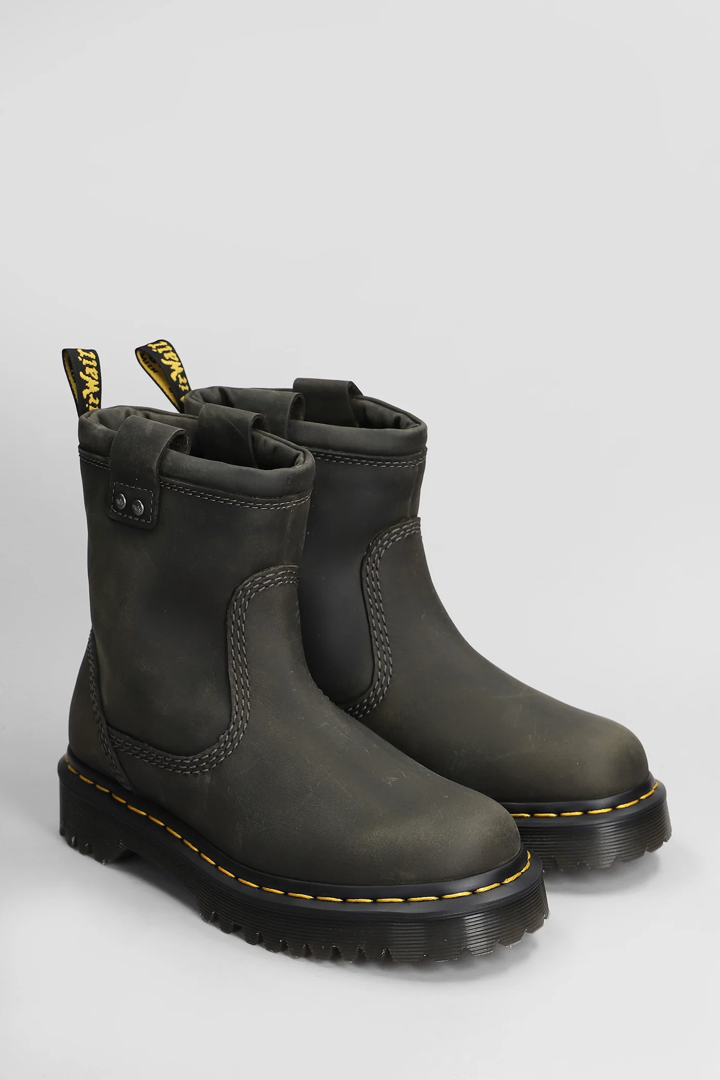 Anistone Lo Combat boots in grey leather - Image 2