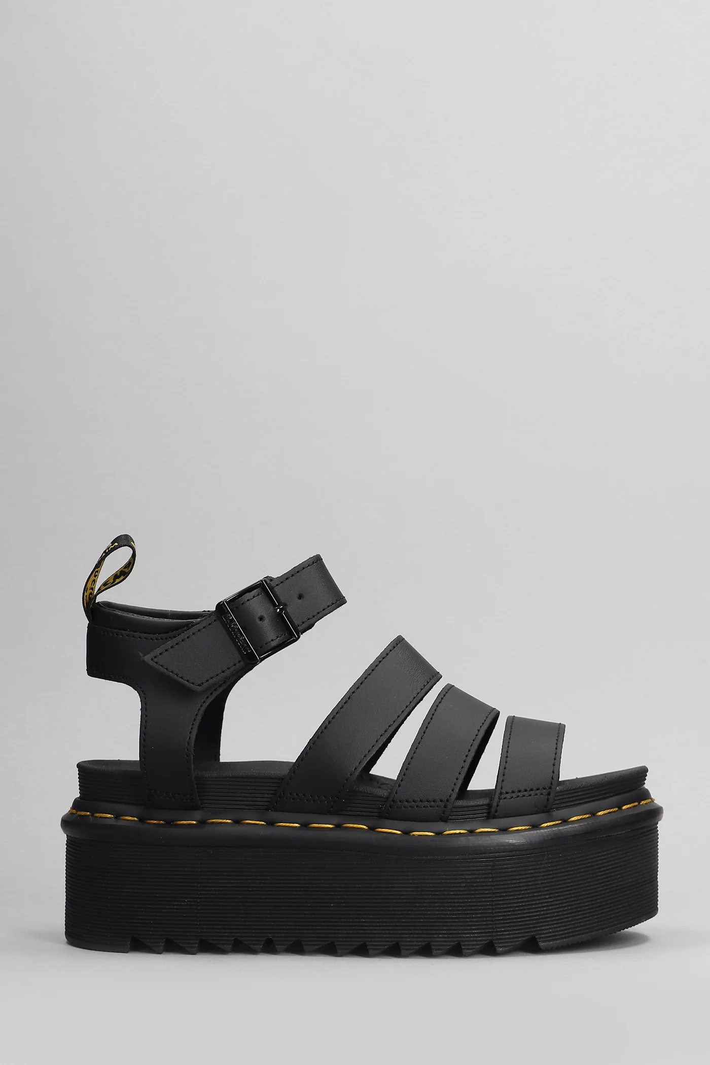 Blaire Quad Wedges in black leather