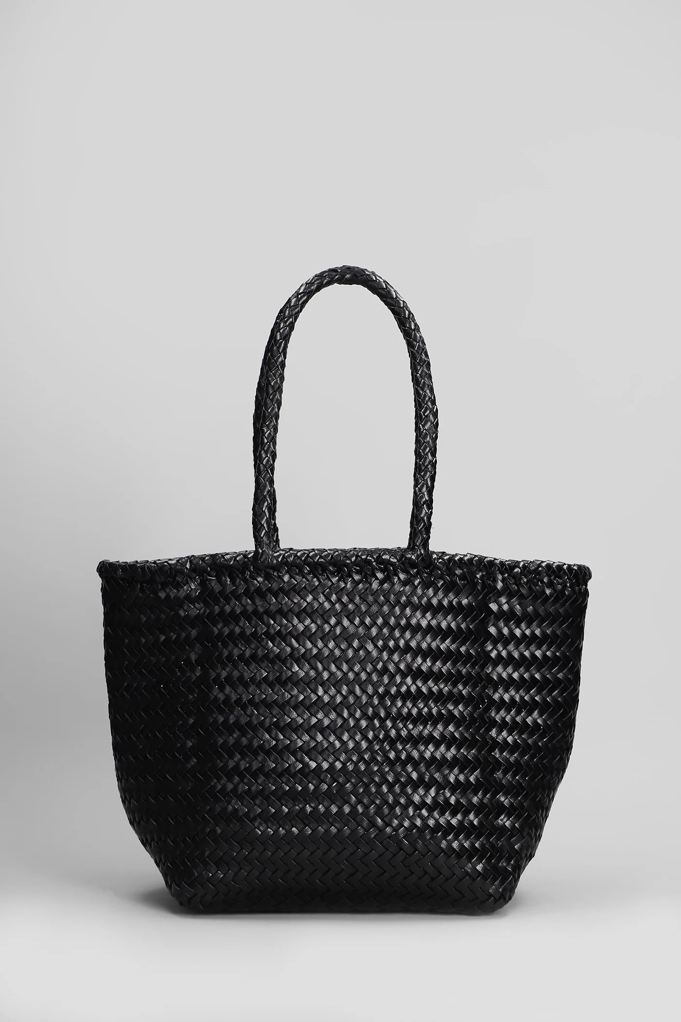 Grace Basket Small Tote in black leather