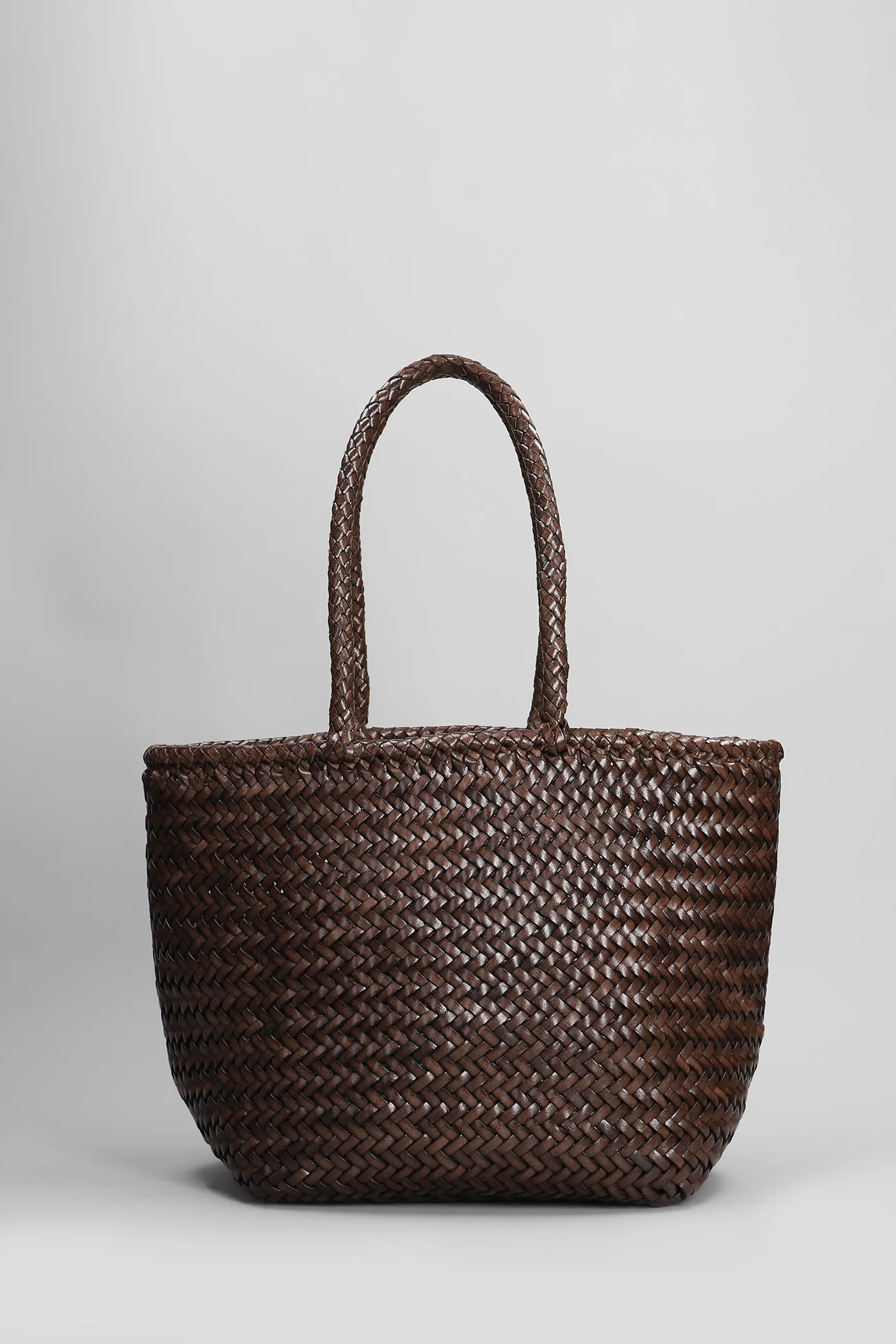 Grace Basket Small Tote in brown leather