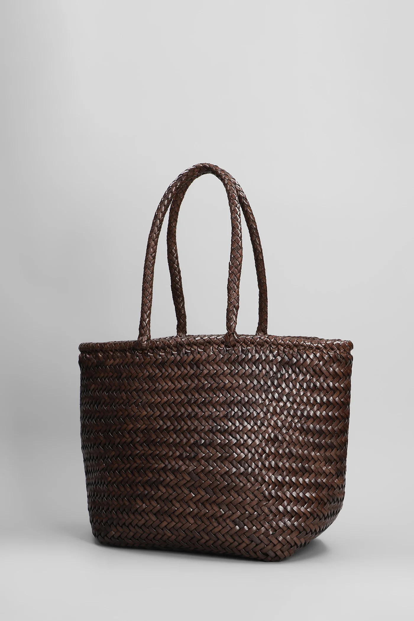 Grace Basket Small Tote in brown leather - Image 2