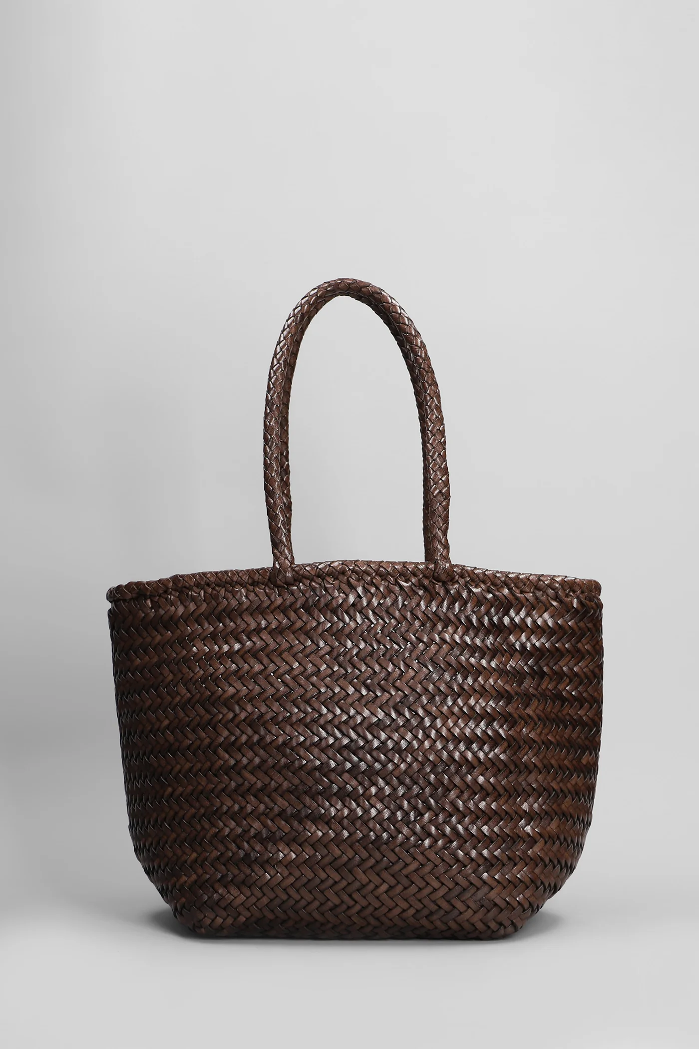 Grace Basket Small Tote in brown leather - Image 3