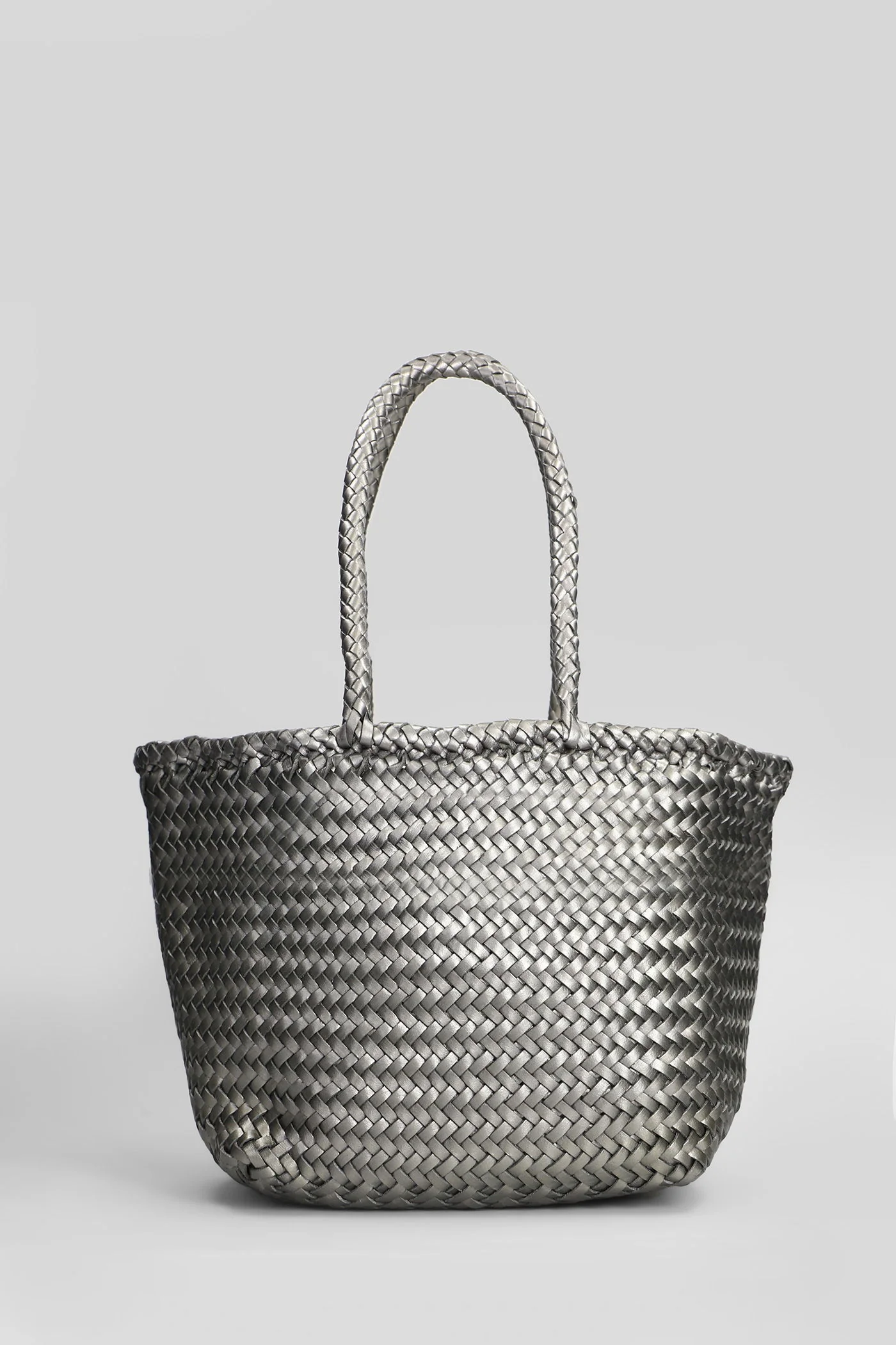 Grace Basket Small Tote in Gunmetal leather