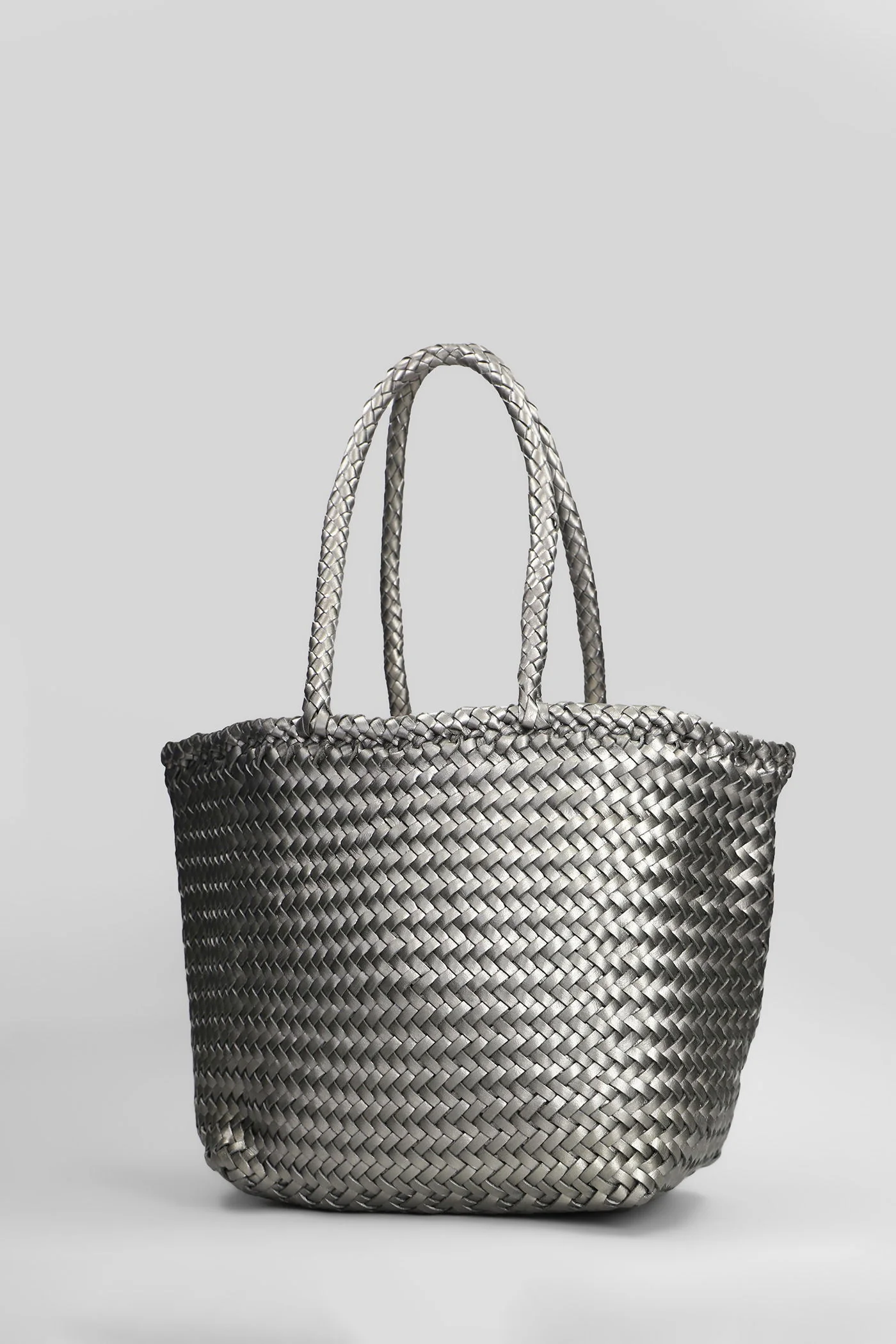 Grace Basket Small Tote in Gunmetal leather - Image 2