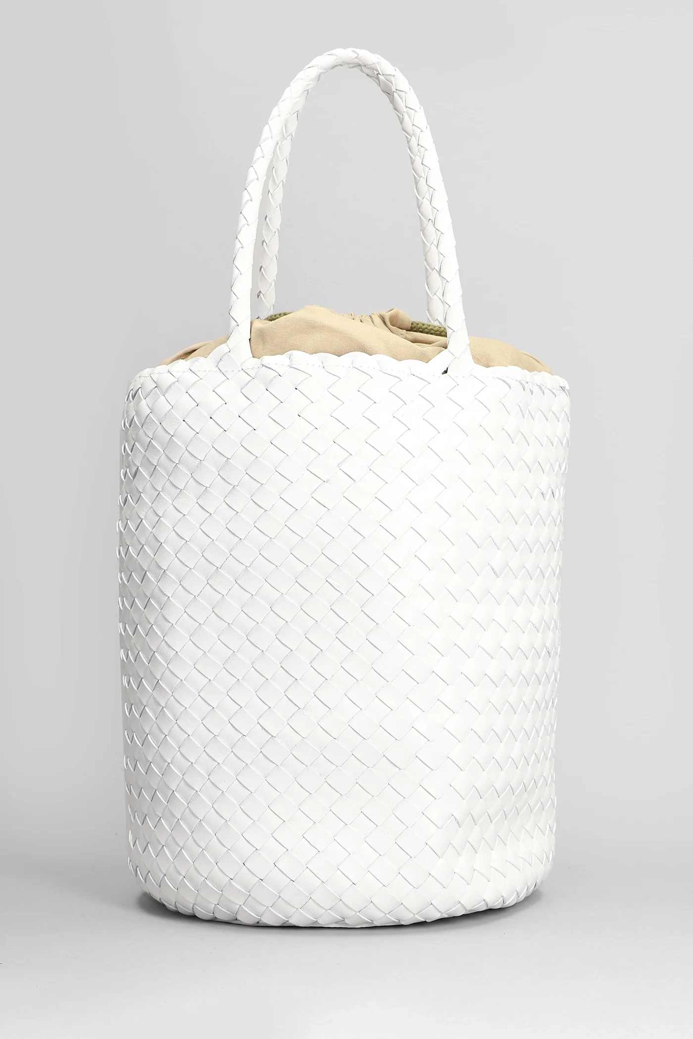 Jack Bucket Hand bag in white leather - Image 3