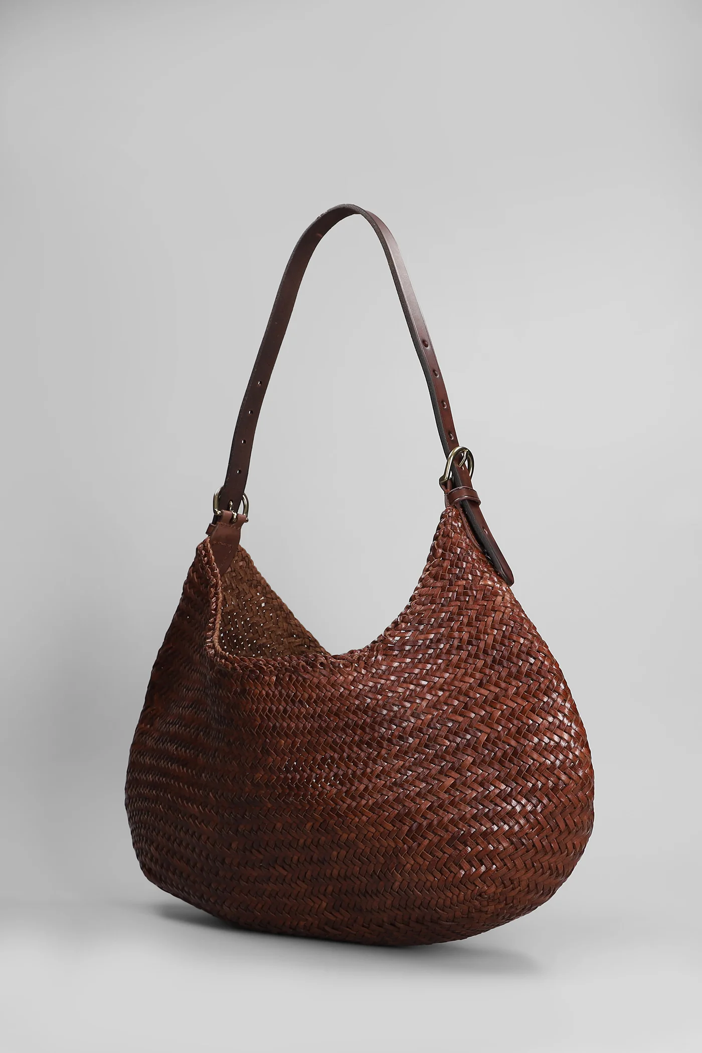 Luna Mezza Tote in brown leather - Image 2