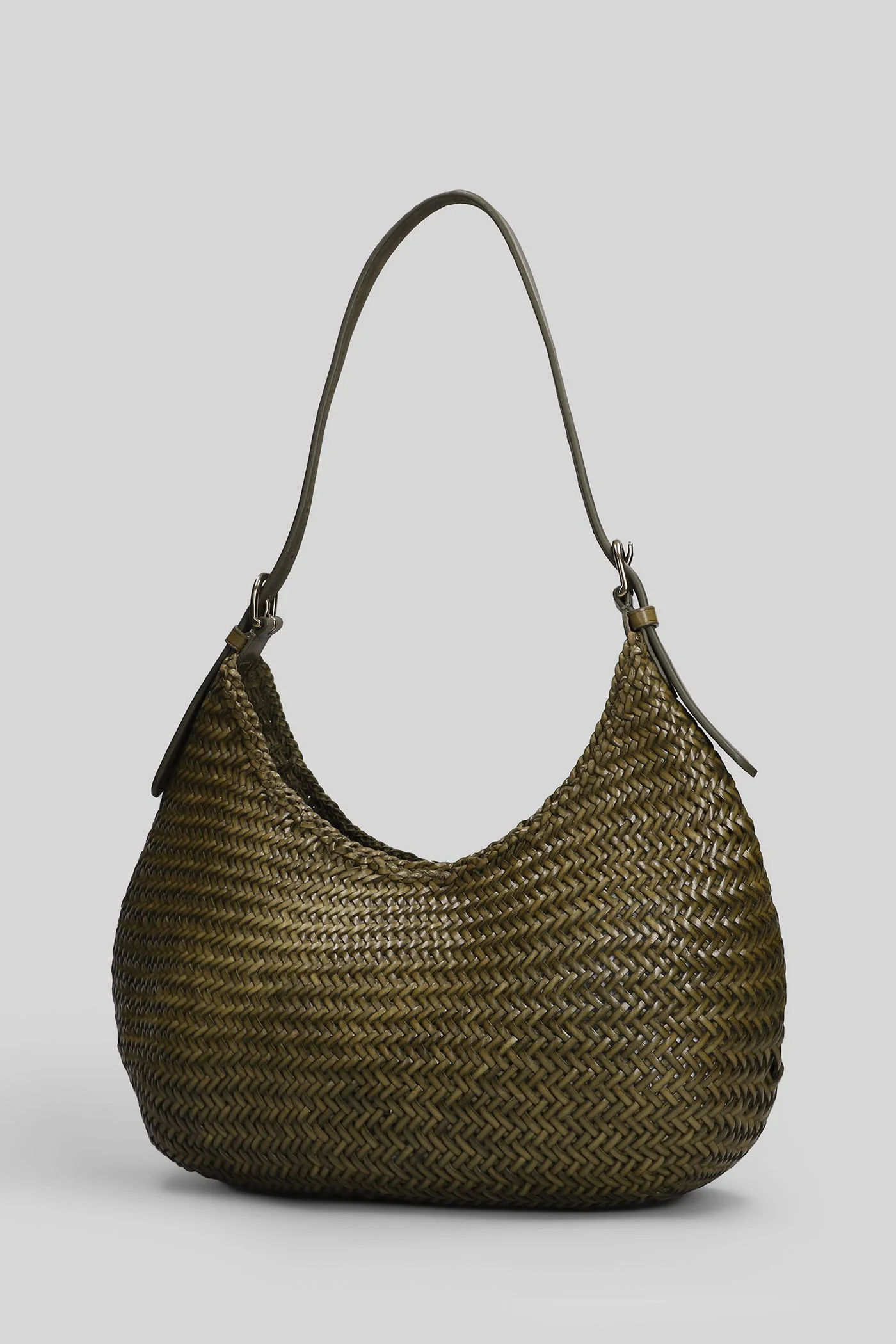 Luna Mezza Tote in khaki leather - Image 2
