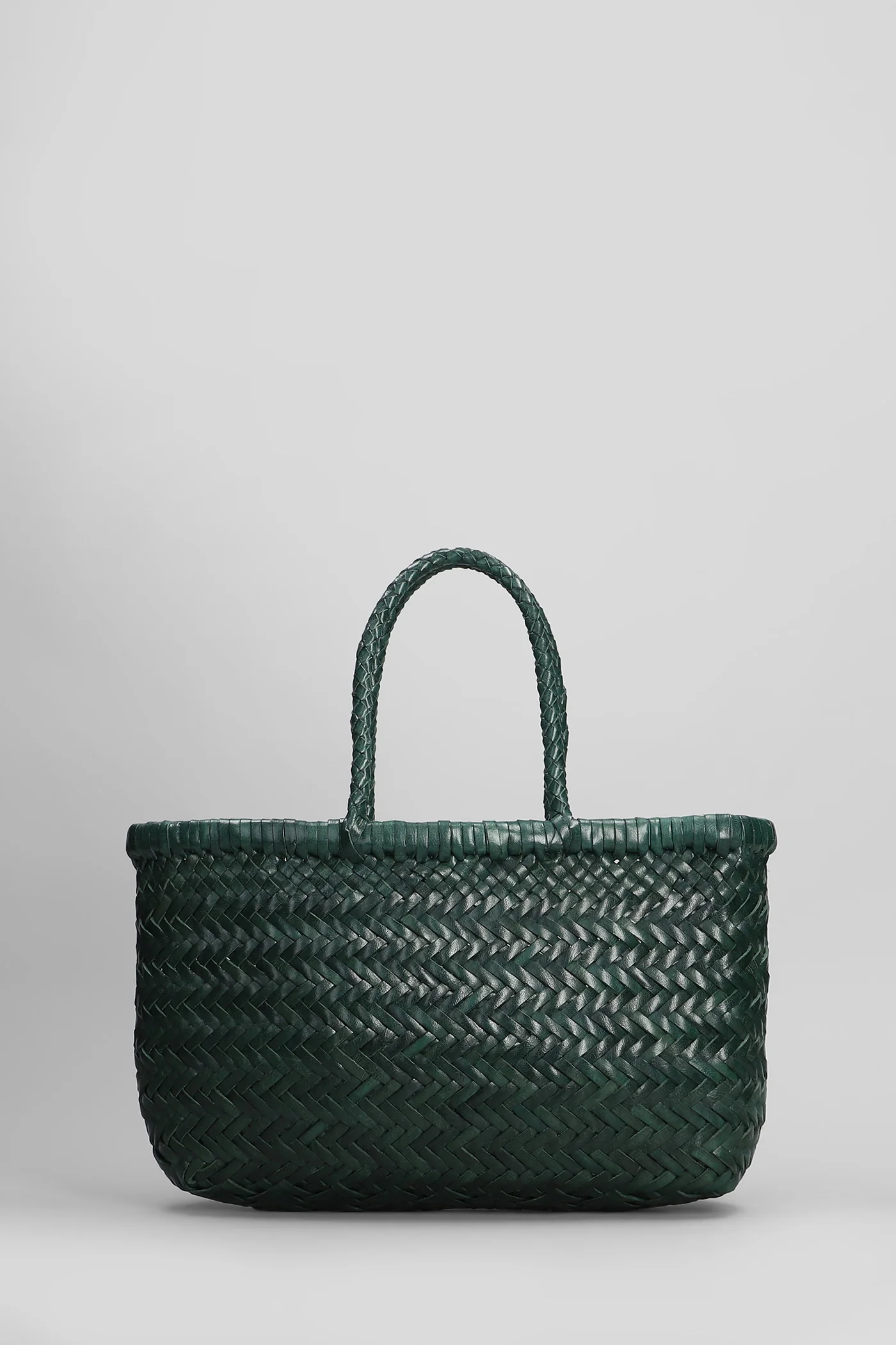 Mini Flat Gora Baske Hand bag in green leather