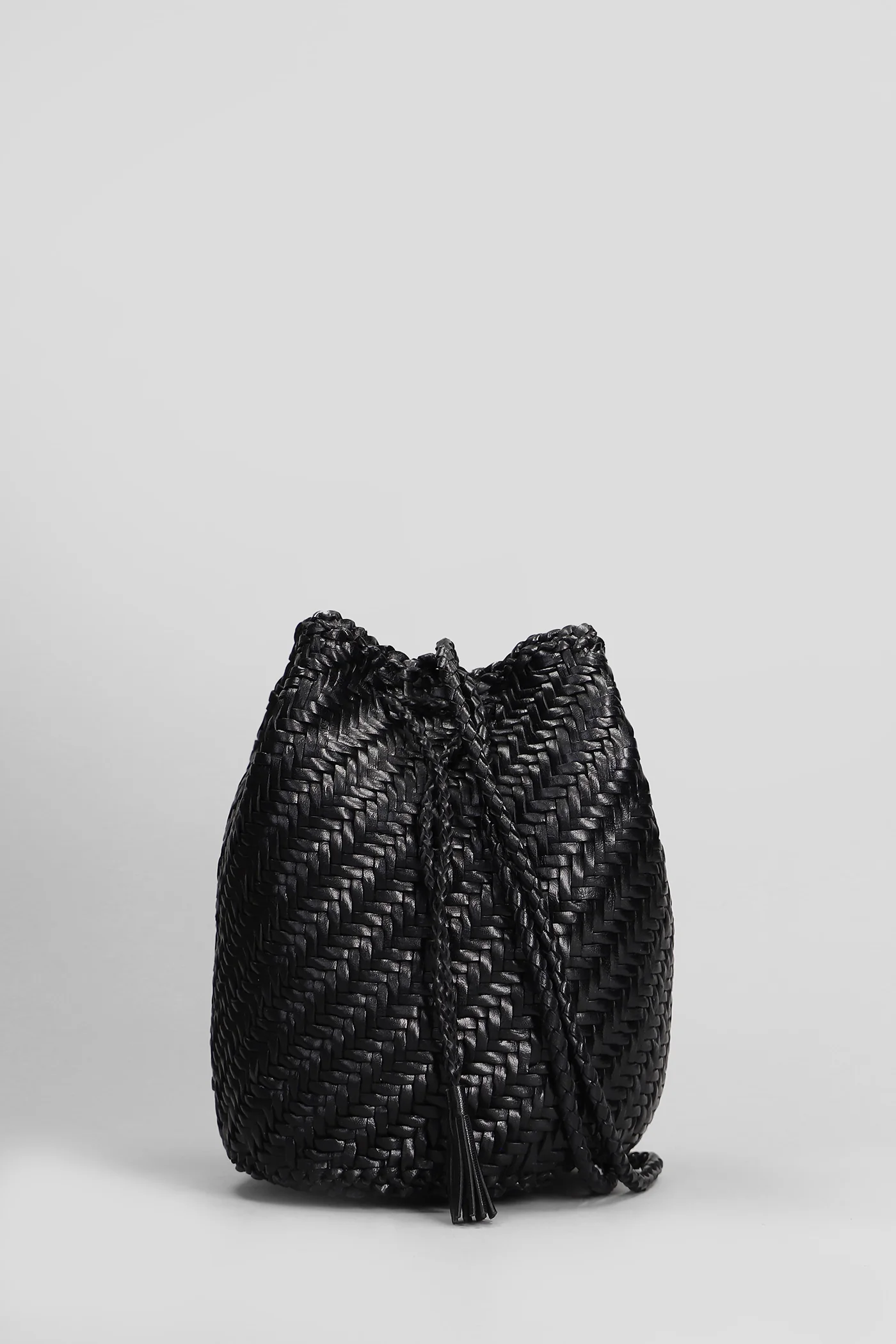 Pompom Double Jump Shoulder bag in black leather
