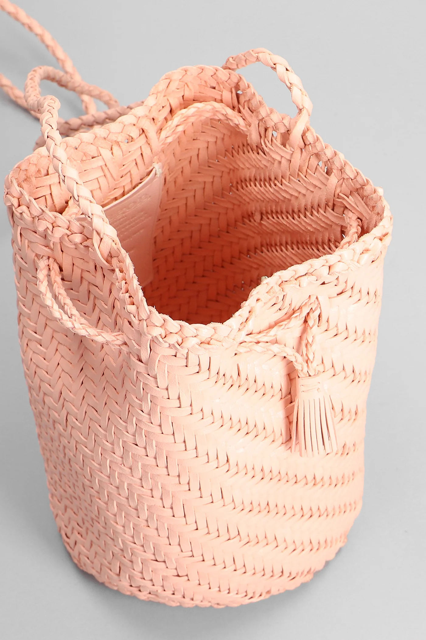 Pompom Double Shoulder bag in rose-pink leather - Image 4