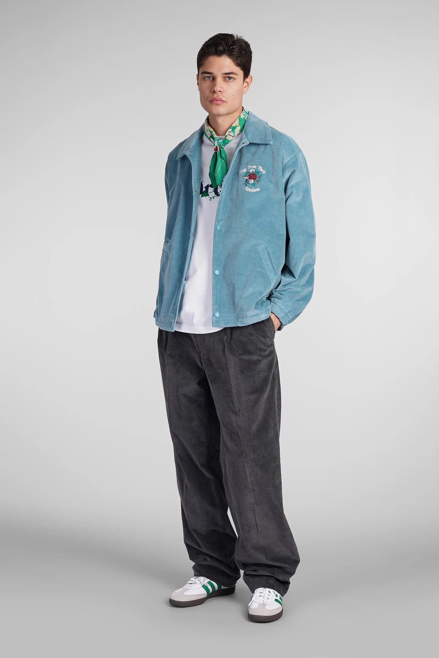 Casual jacket in cyan cotton - Image 2