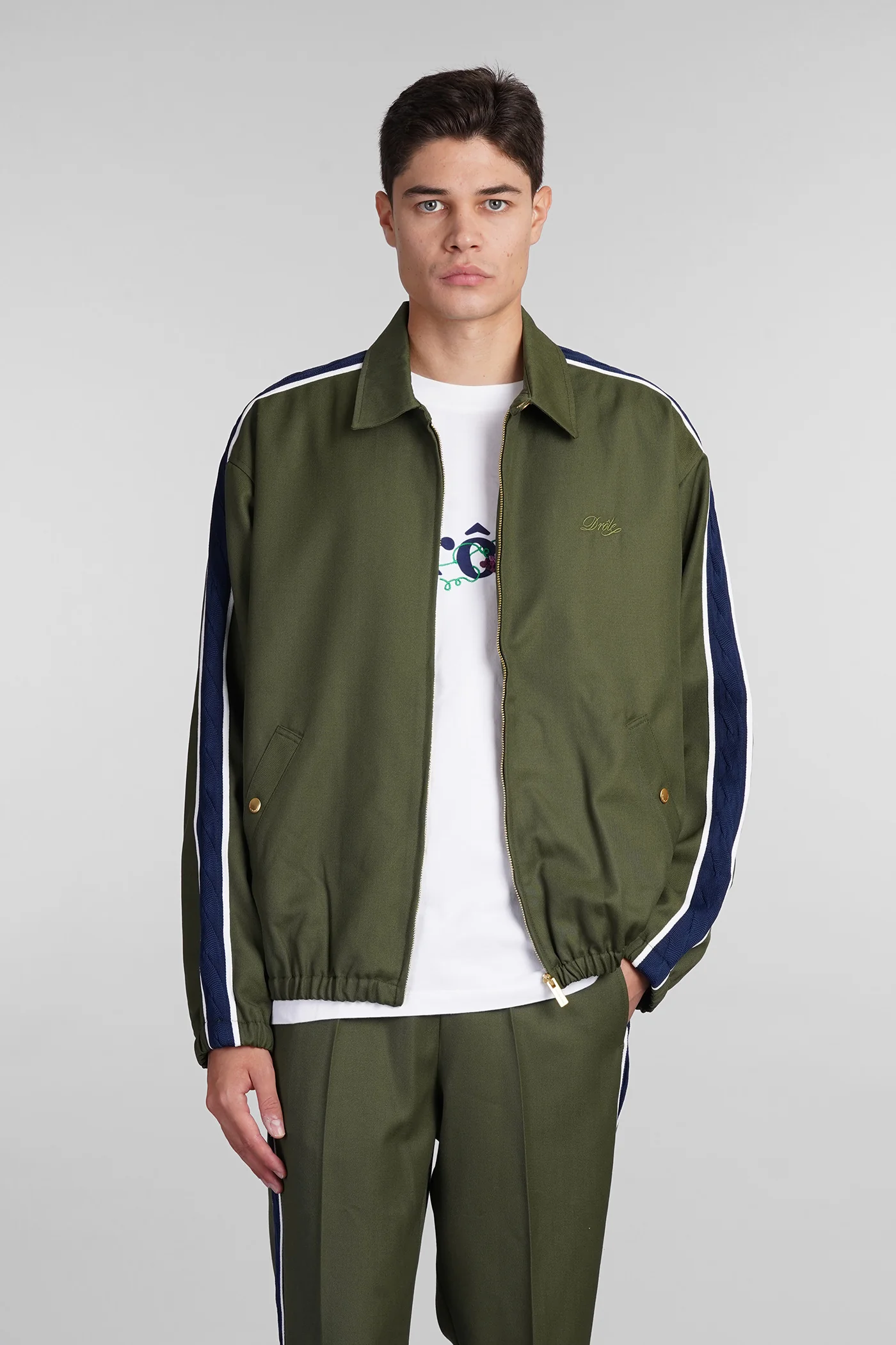 Casual jacket in green polyester