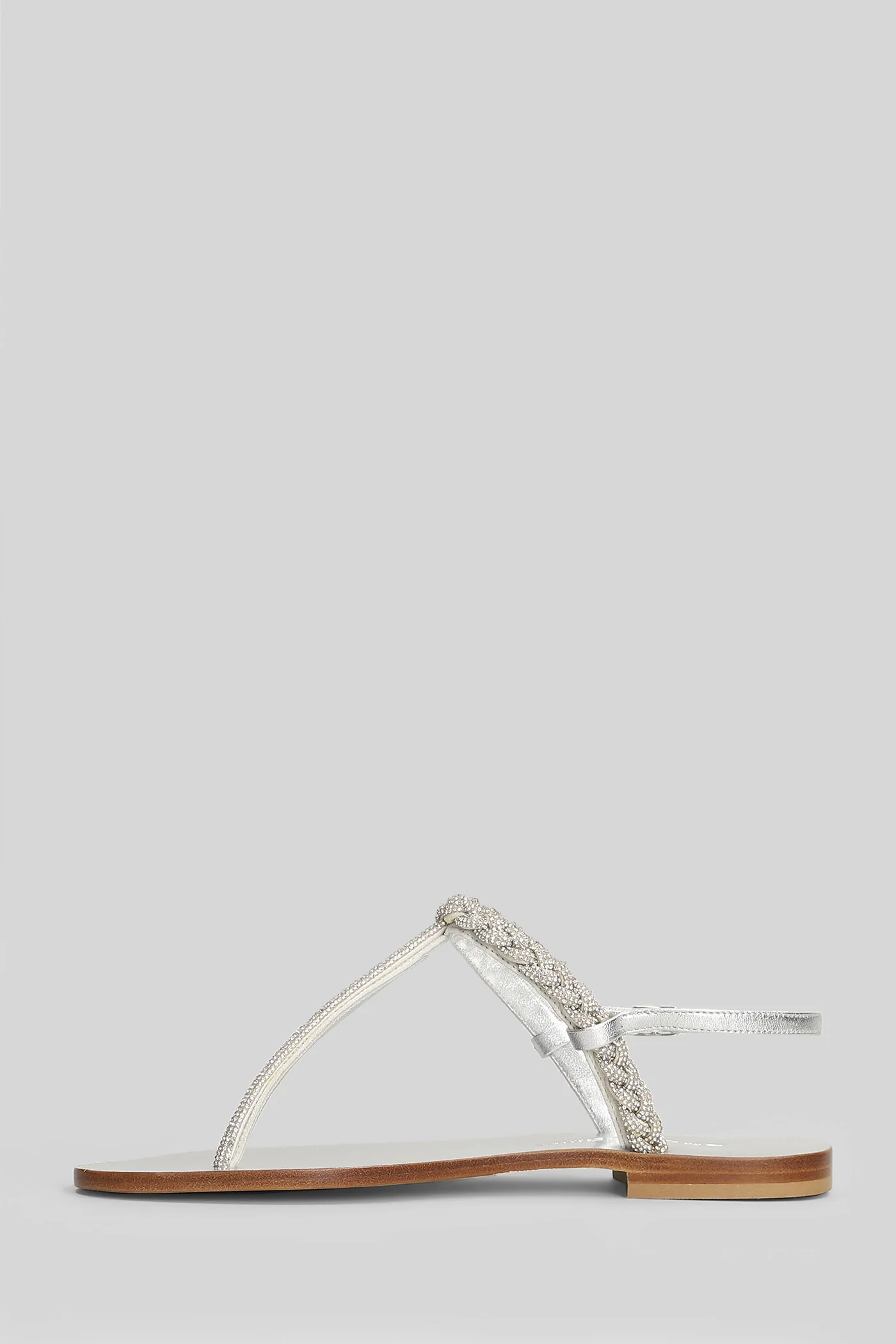 Flat sandal-slipper in silver leather - Image 3