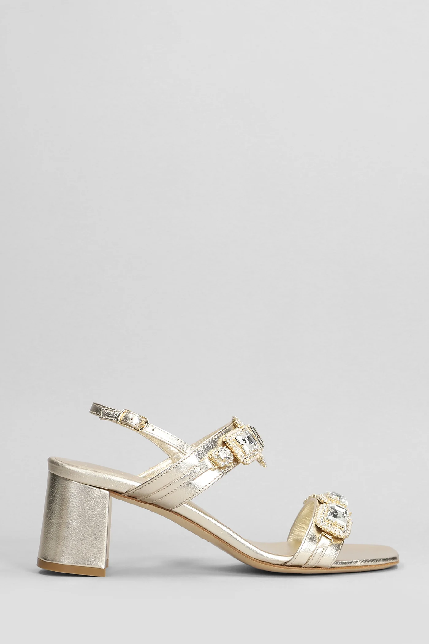 Sandals in platinum leather