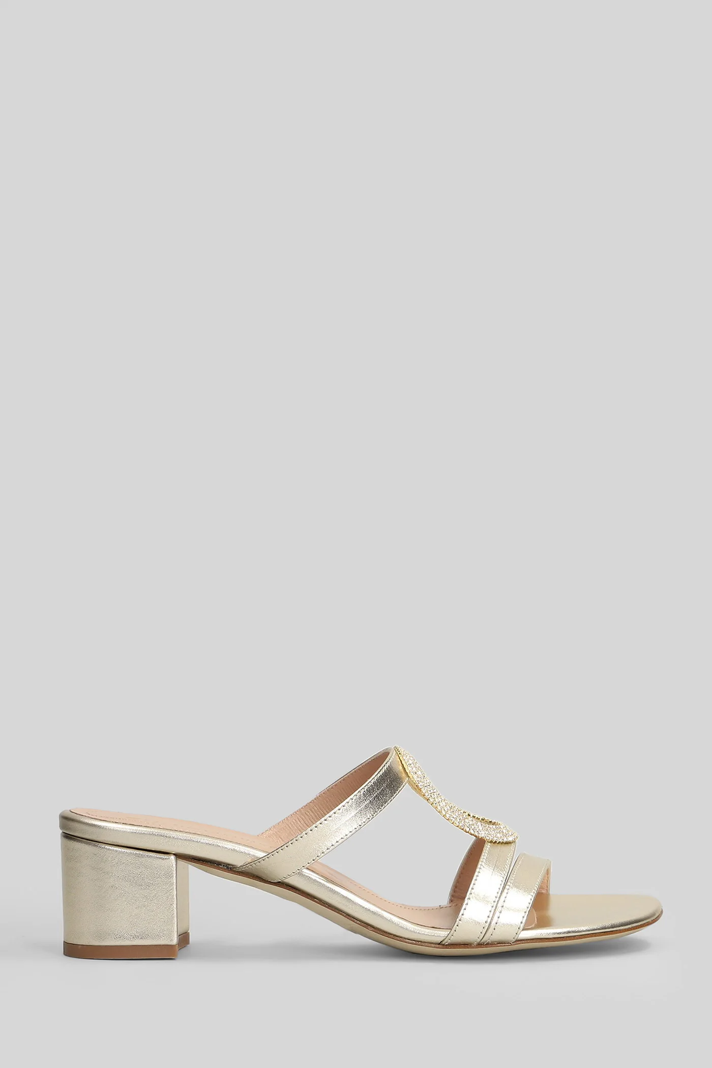 Sandals in platinum leather