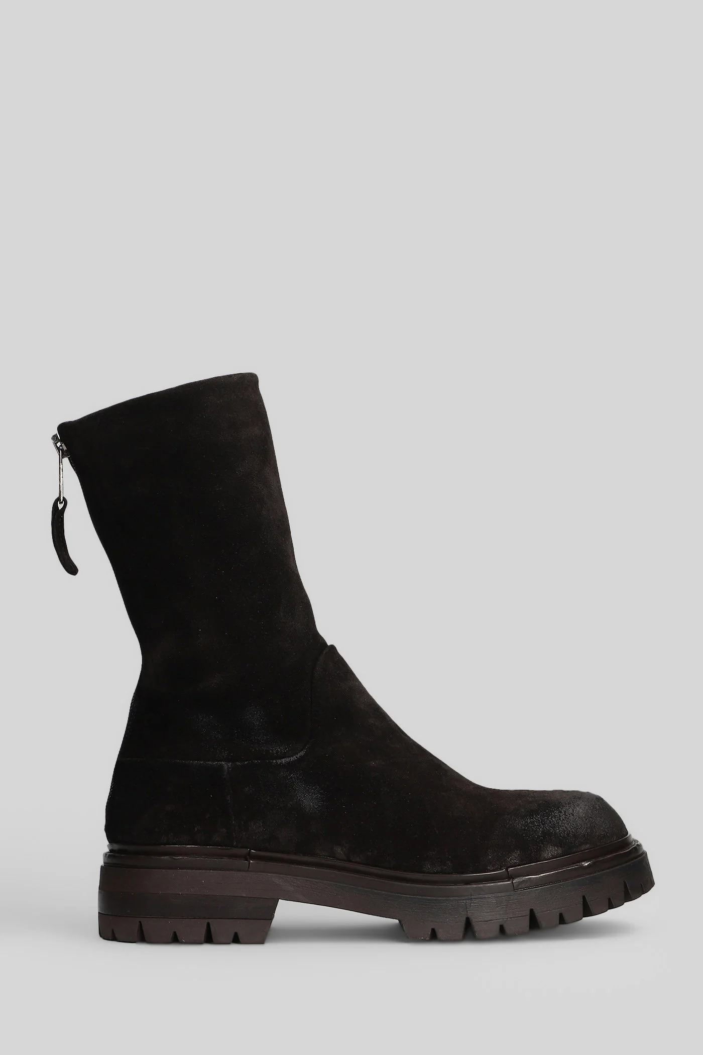 low heels Ankle boots in dark brown suede