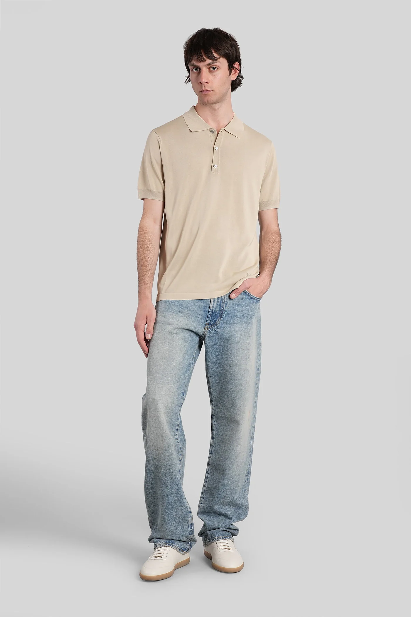 Polo in beige viscose - Image 2