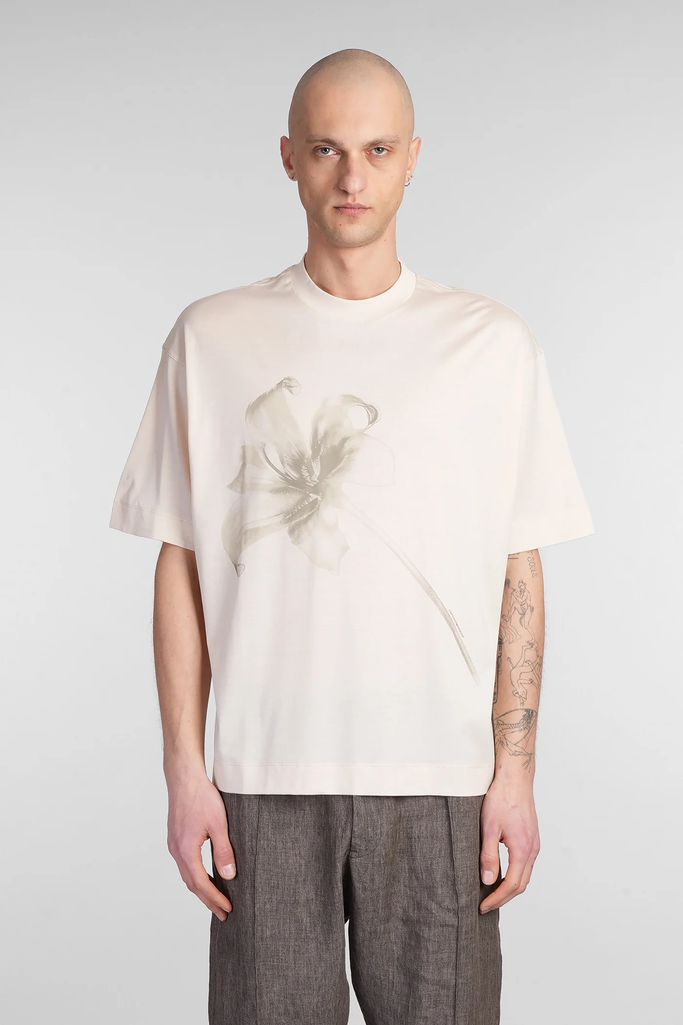 T-Shirt in beige wool and polyester