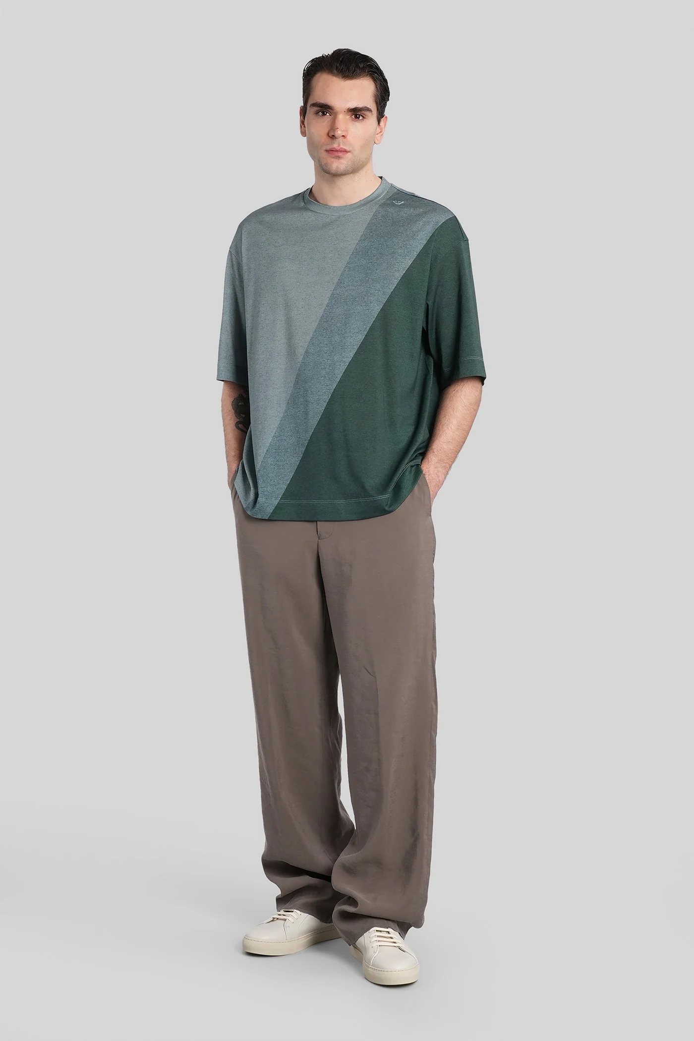T-Shirt in green wool and polyester - Image 2